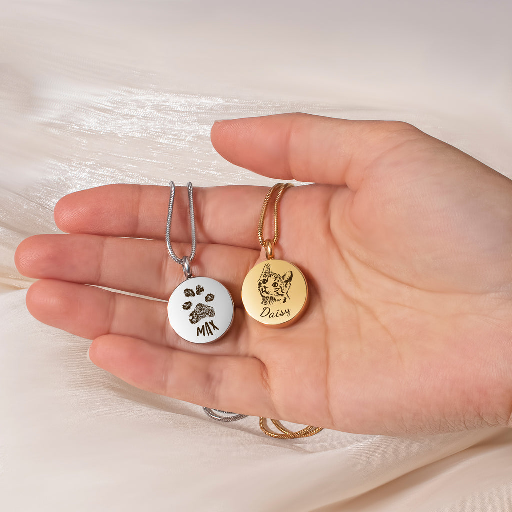 Pet Portrait Round Memorial Necklace