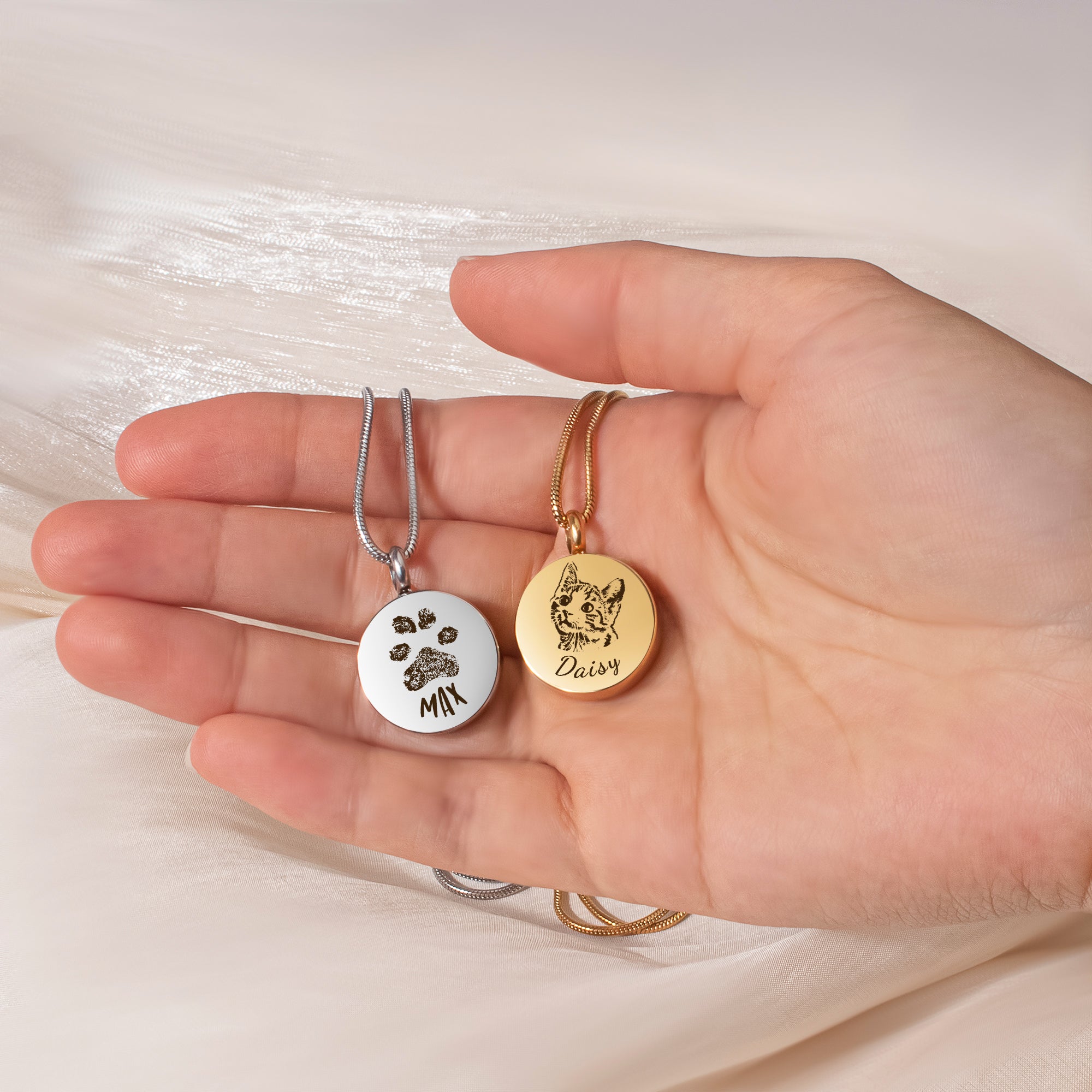 Pet Portrait Round Memorial Necklace