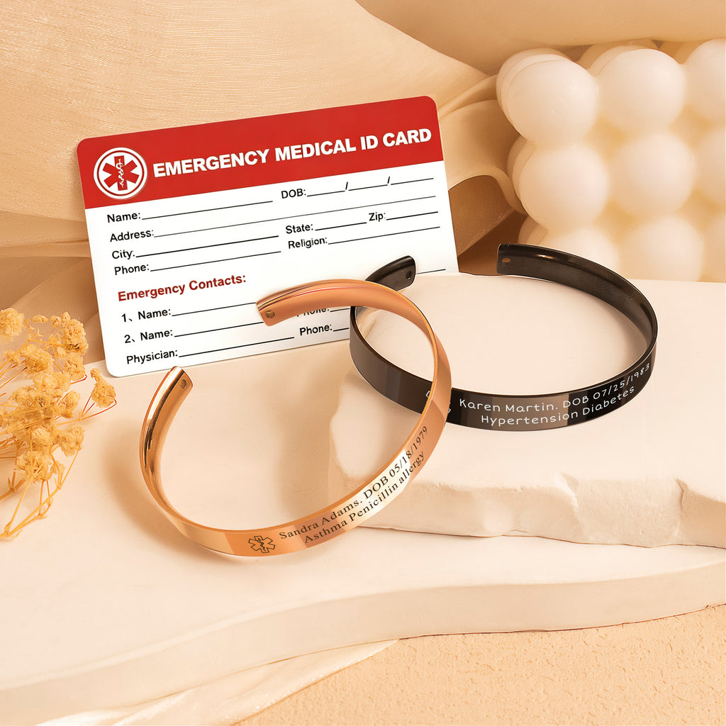 Medical Id Round Cuff Bangle