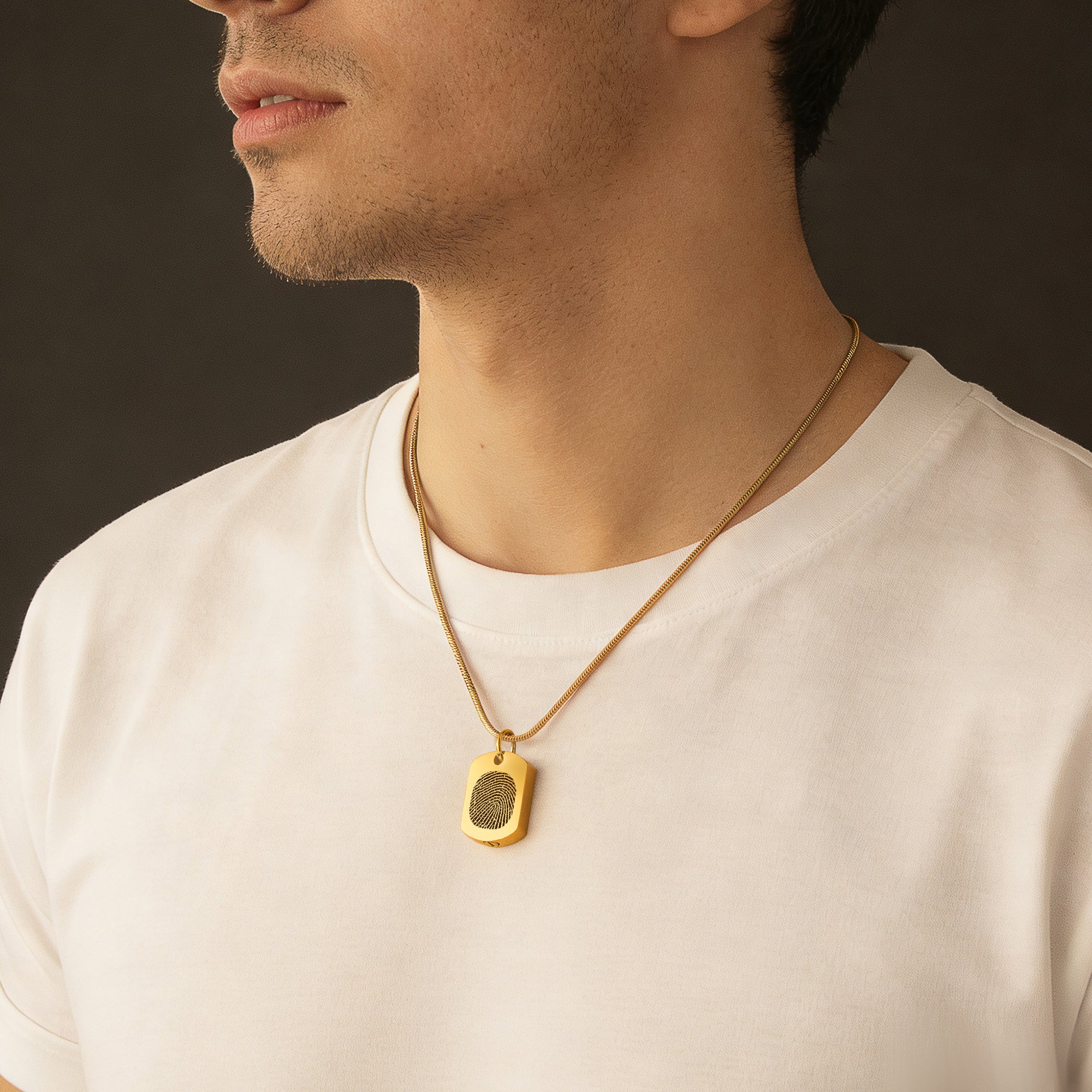 Fingerprint Memorial Dog Tag Necklace