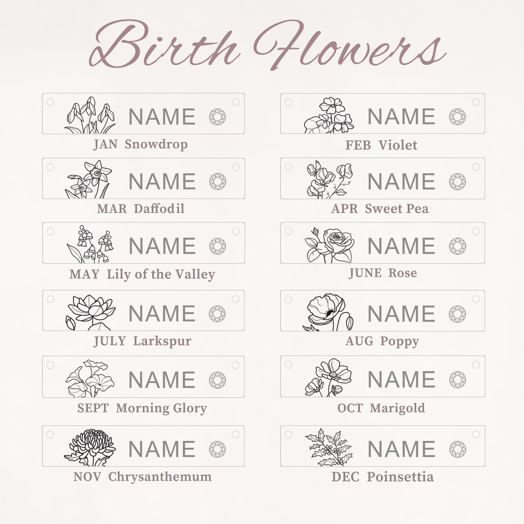 Birthstone Bar Flower and Name Necklace