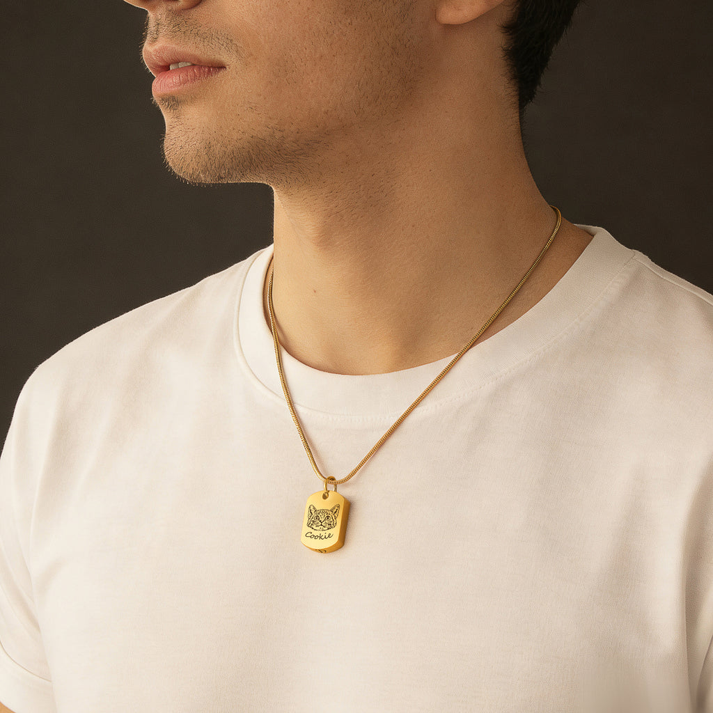 Pet Portrait Memorial Dog Tag Necklace