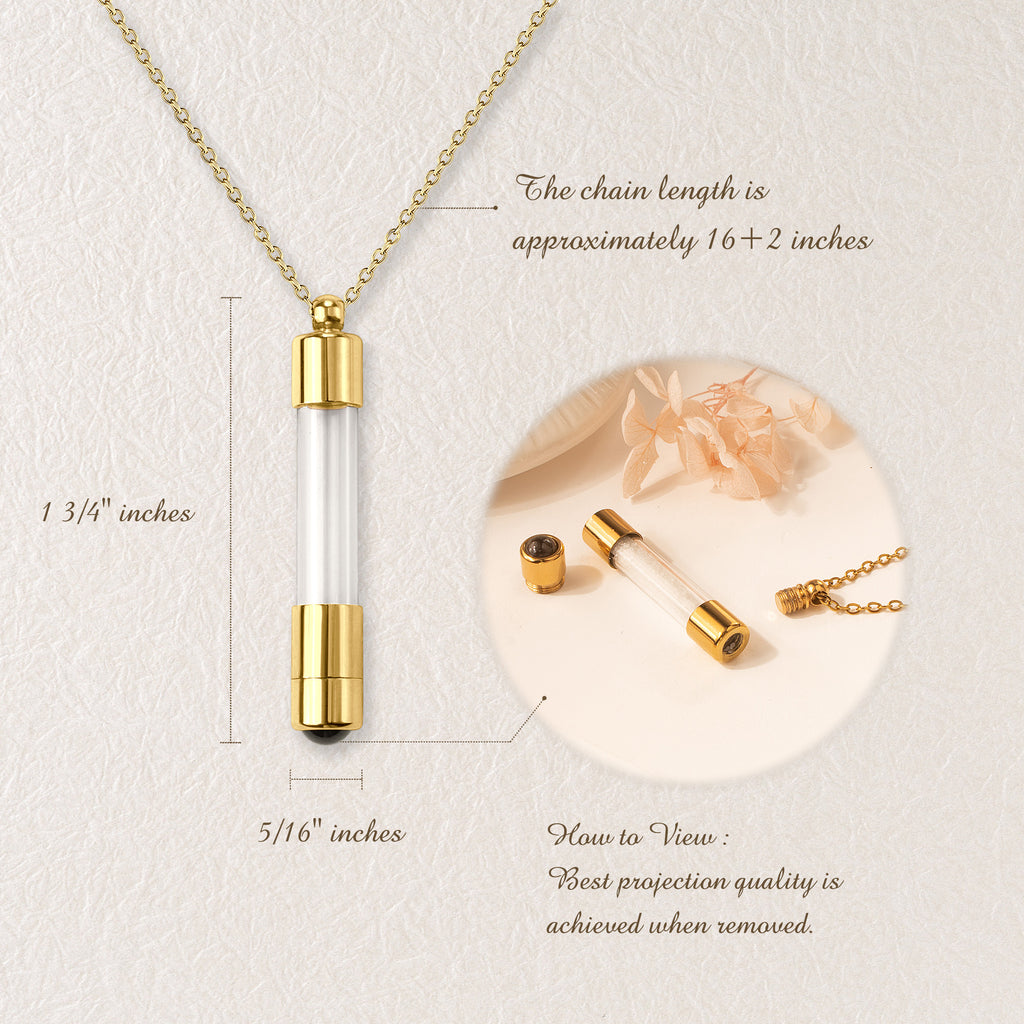 Cylinder Photo Projection Pet Memorial Necklace