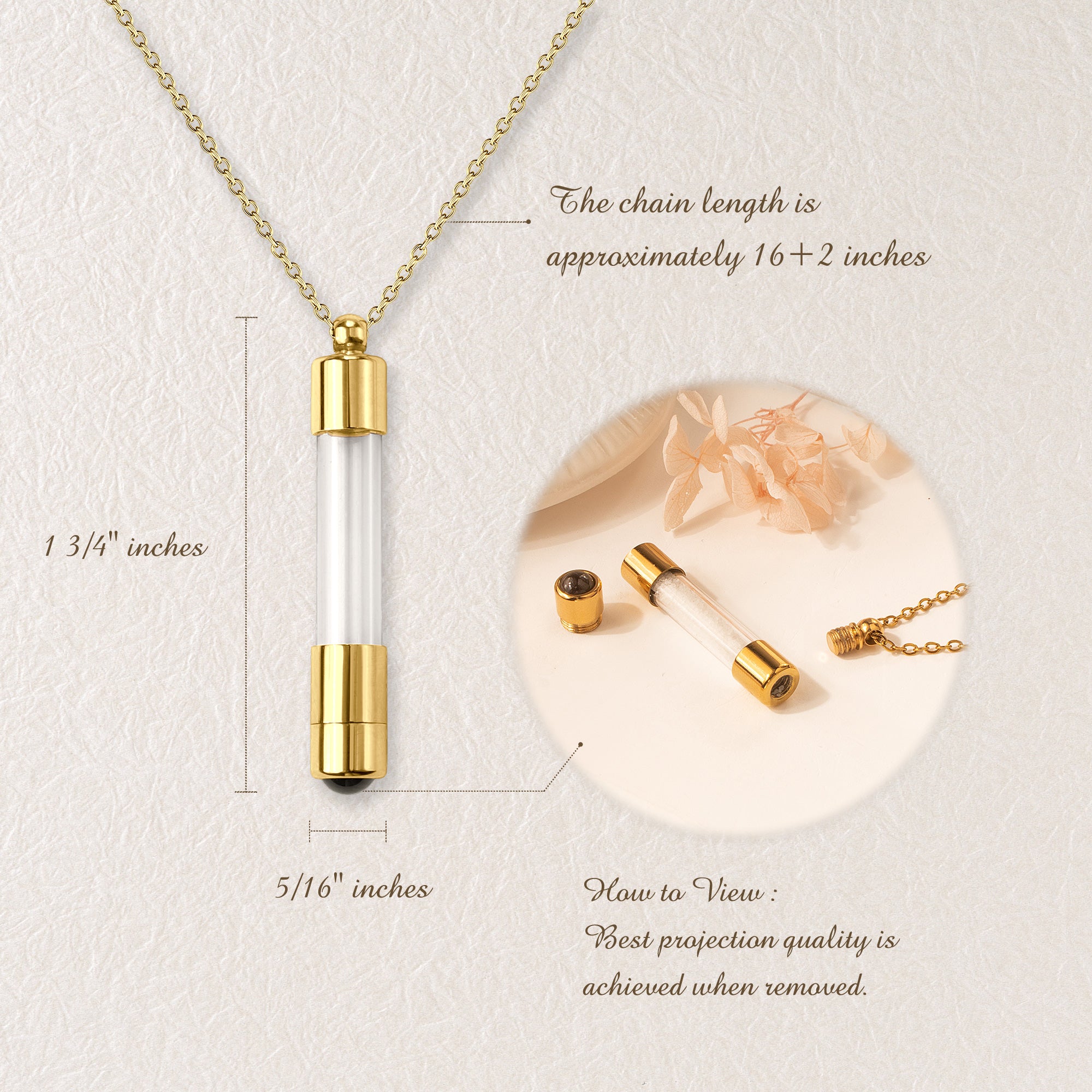 Cylinder Photo Projection Pet Memorial Necklace