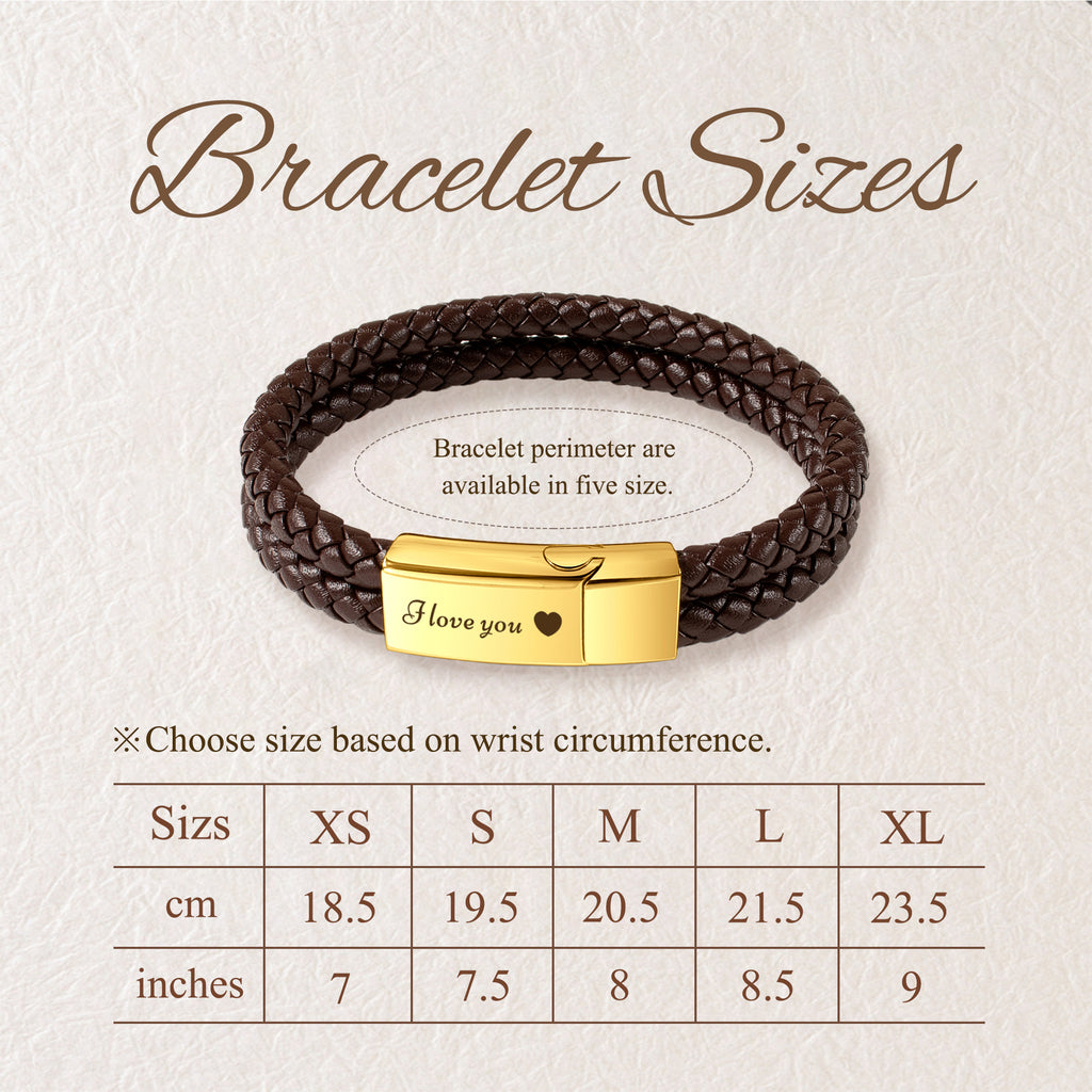 Custom Handwriting Engraving Double Strap Leather Bracelet