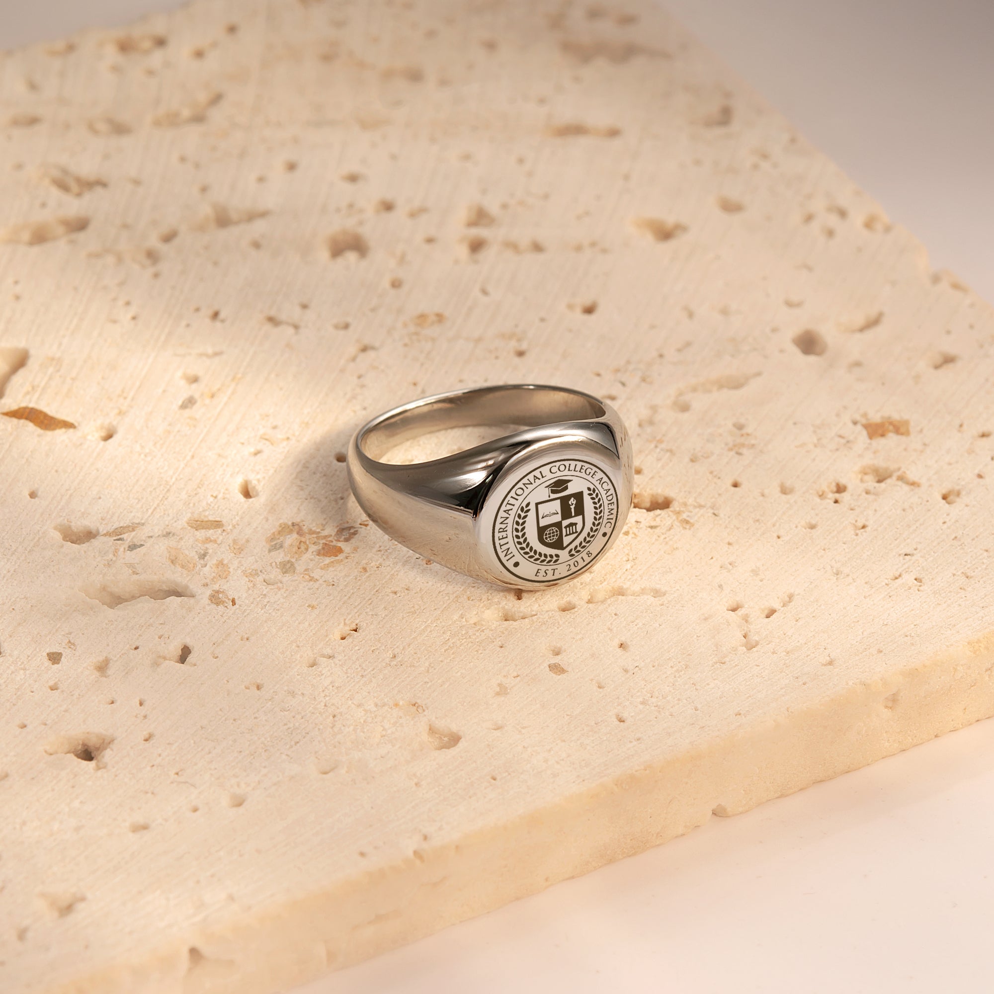 Custom College Emblem Logo Signet Ring