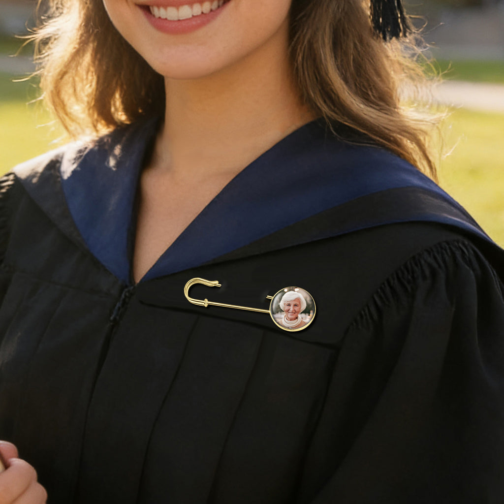 Round Graduation Photo Charm Pin Brooch