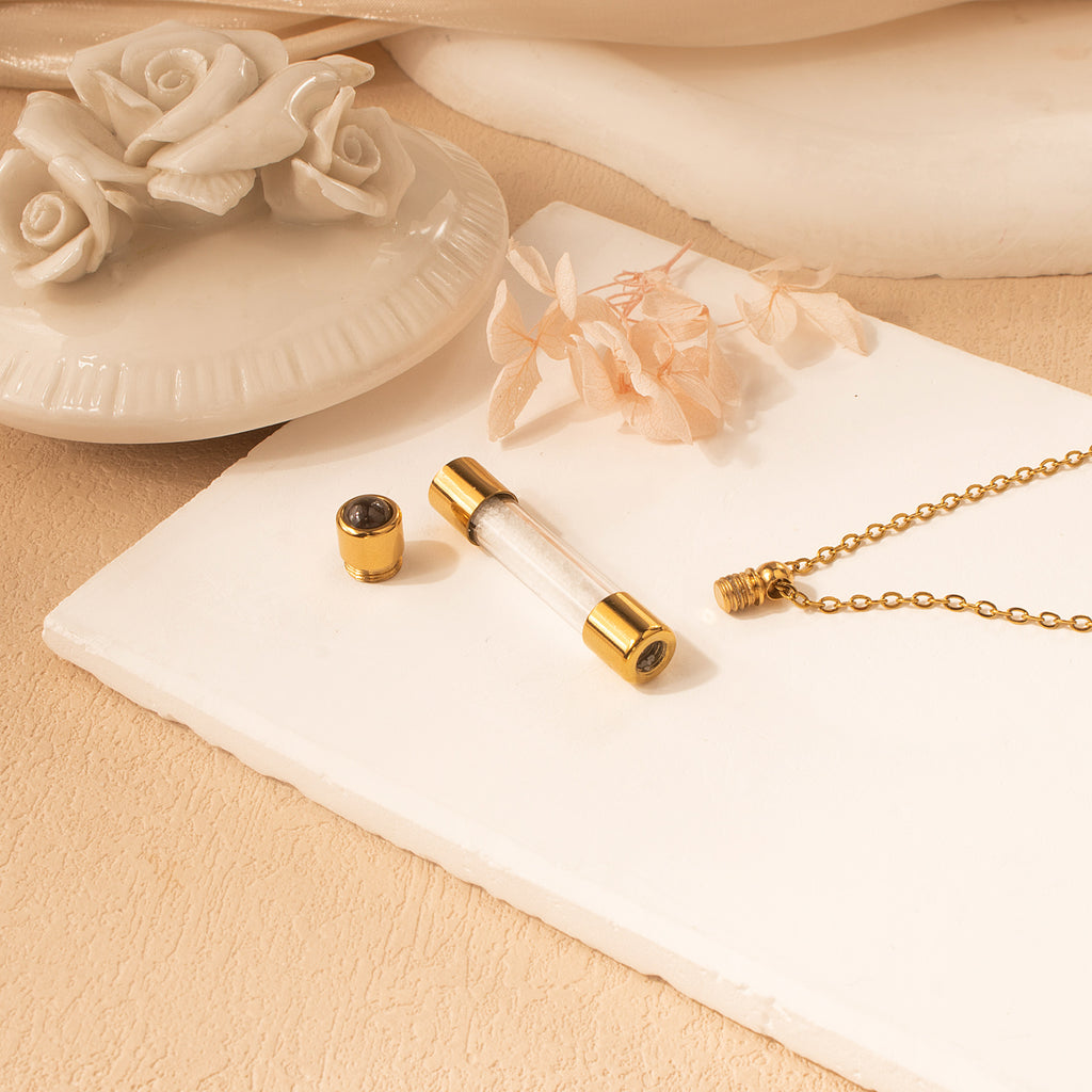 Cylinder Photo Projection Pet Memorial Necklace