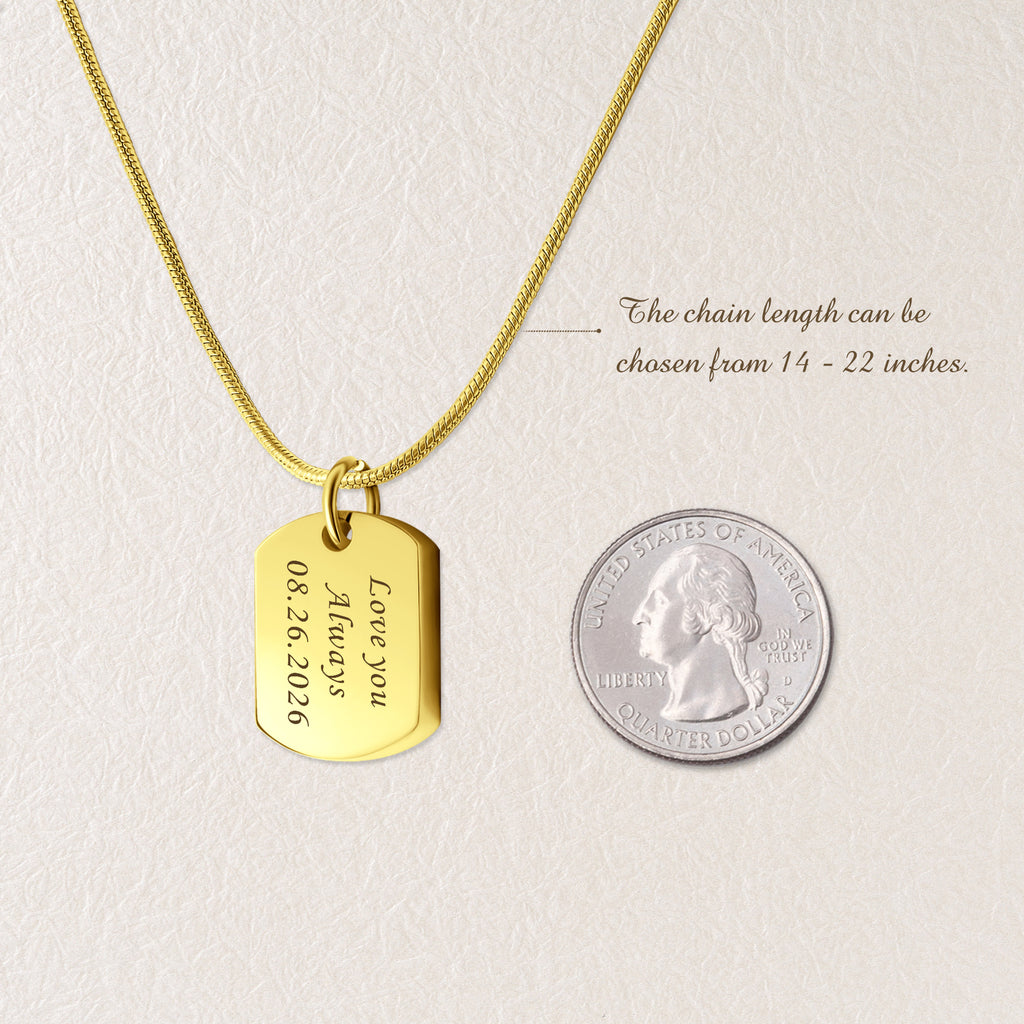 Vertical Engraving Memorial Dog Tag Urn Necklace