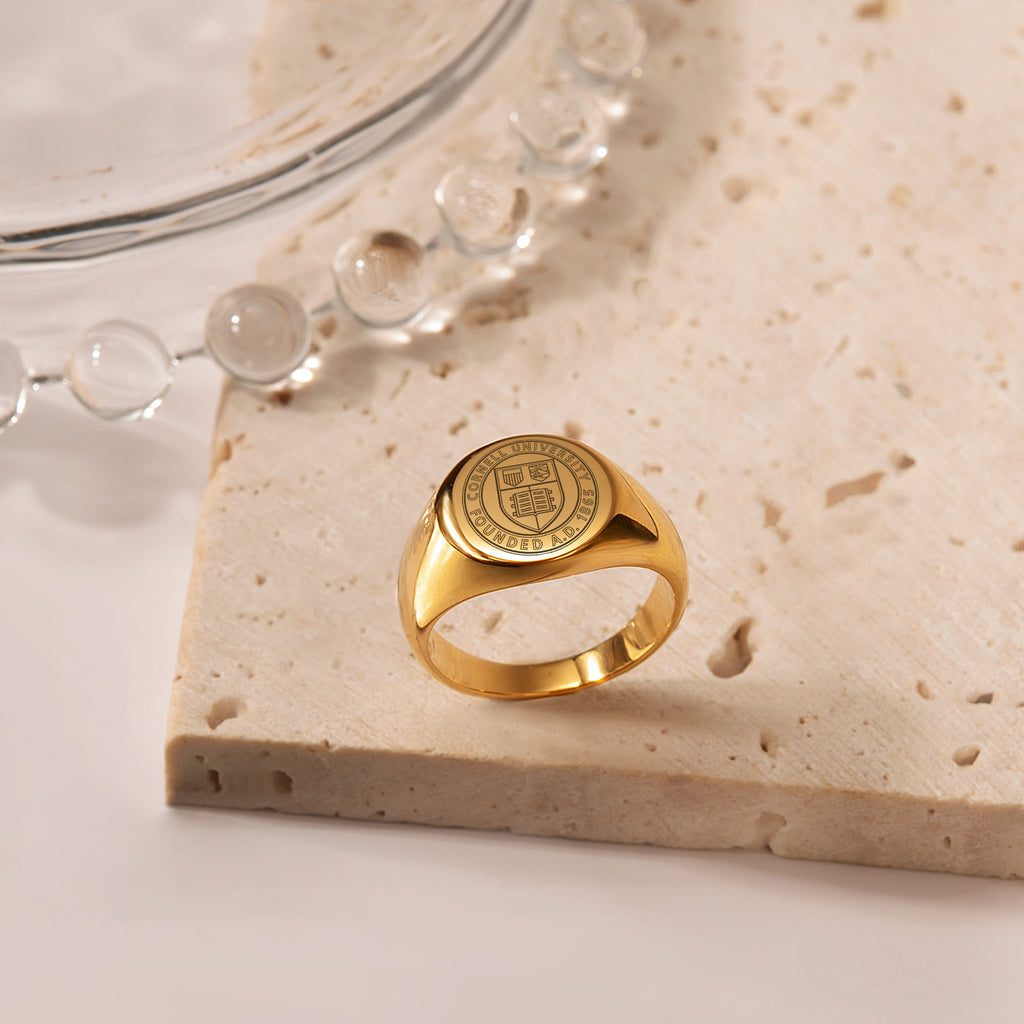 Custom College Emblem Logo Signet Ring