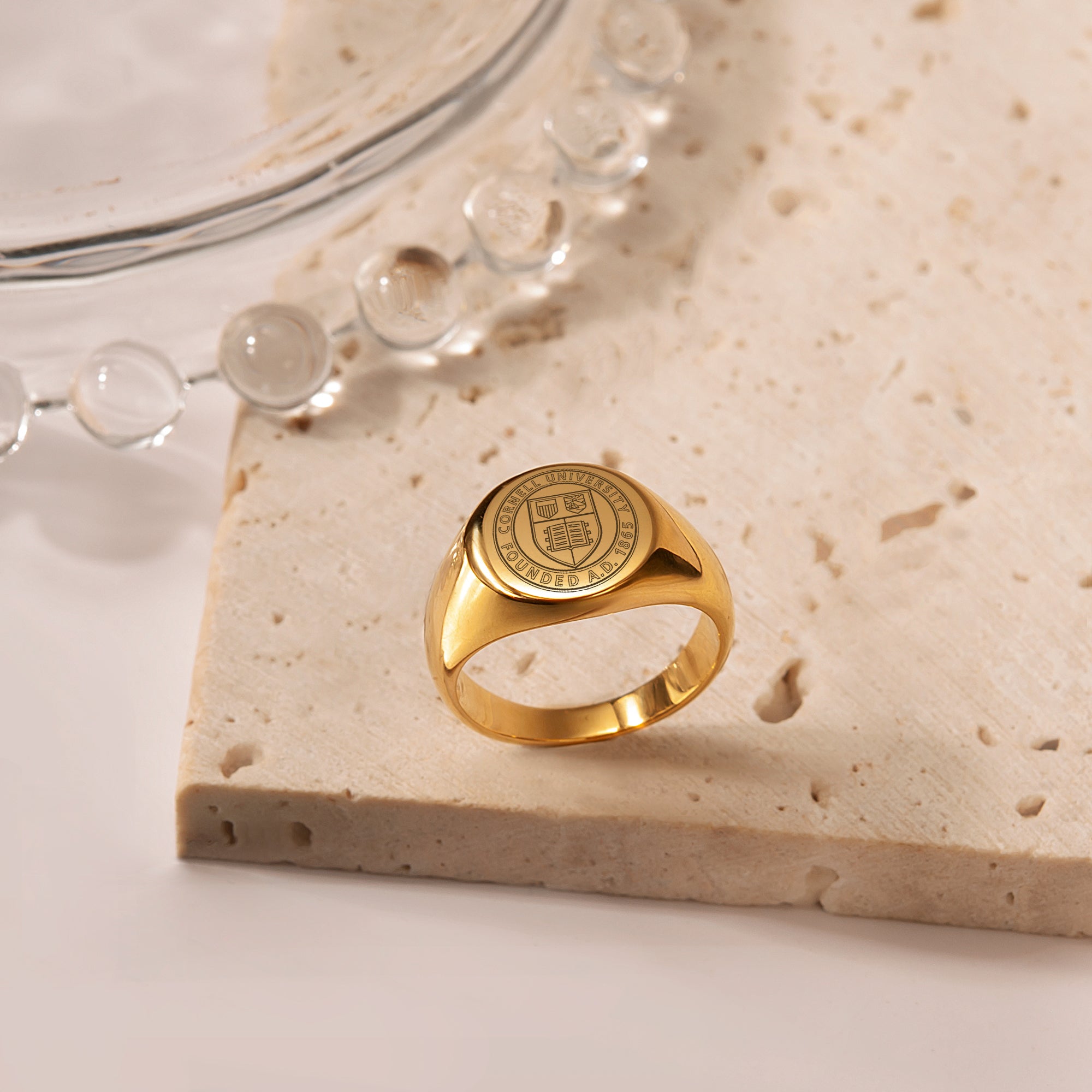 Custom College Emblem Logo Signet Ring