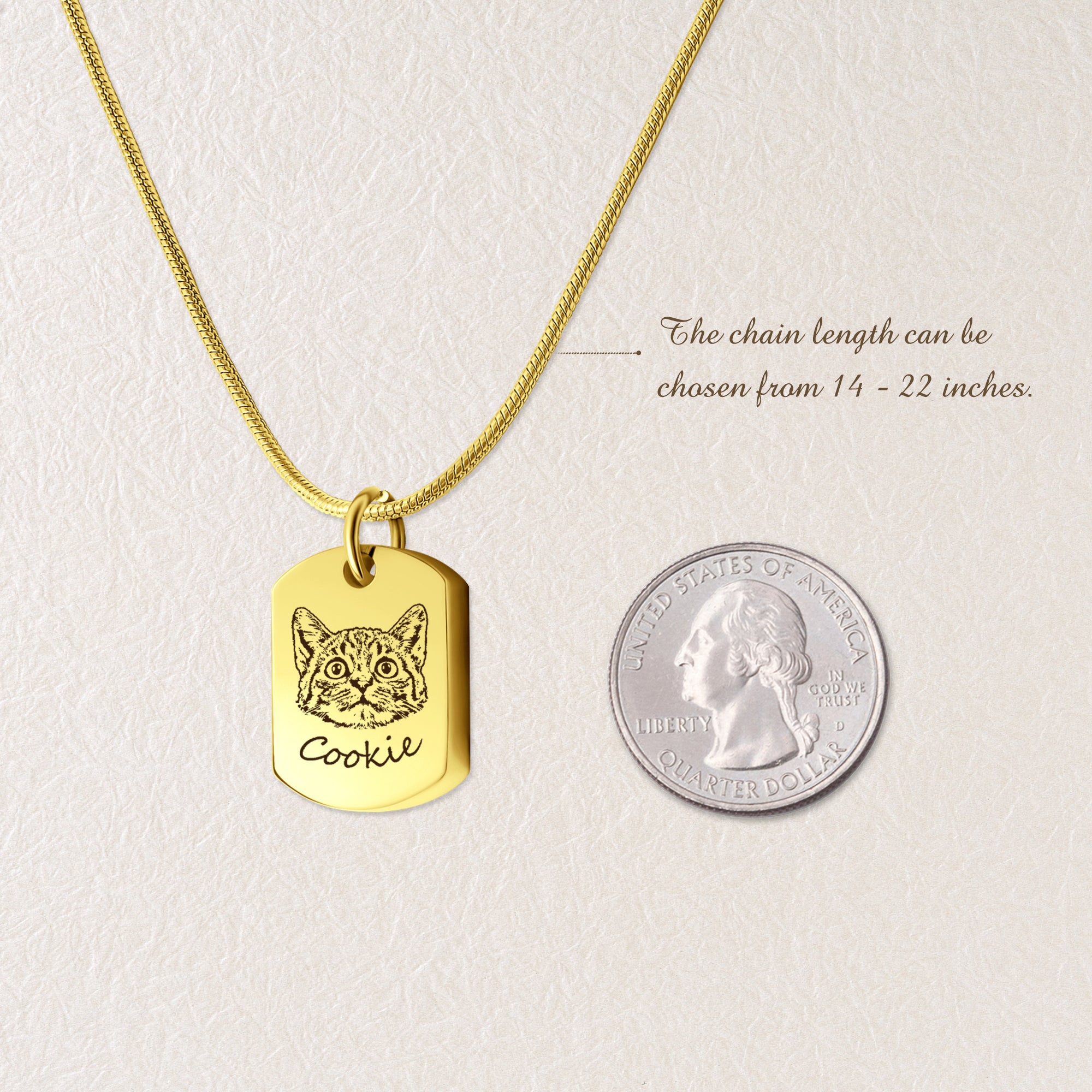 Pet Portrait Memorial Dog Tag Necklace