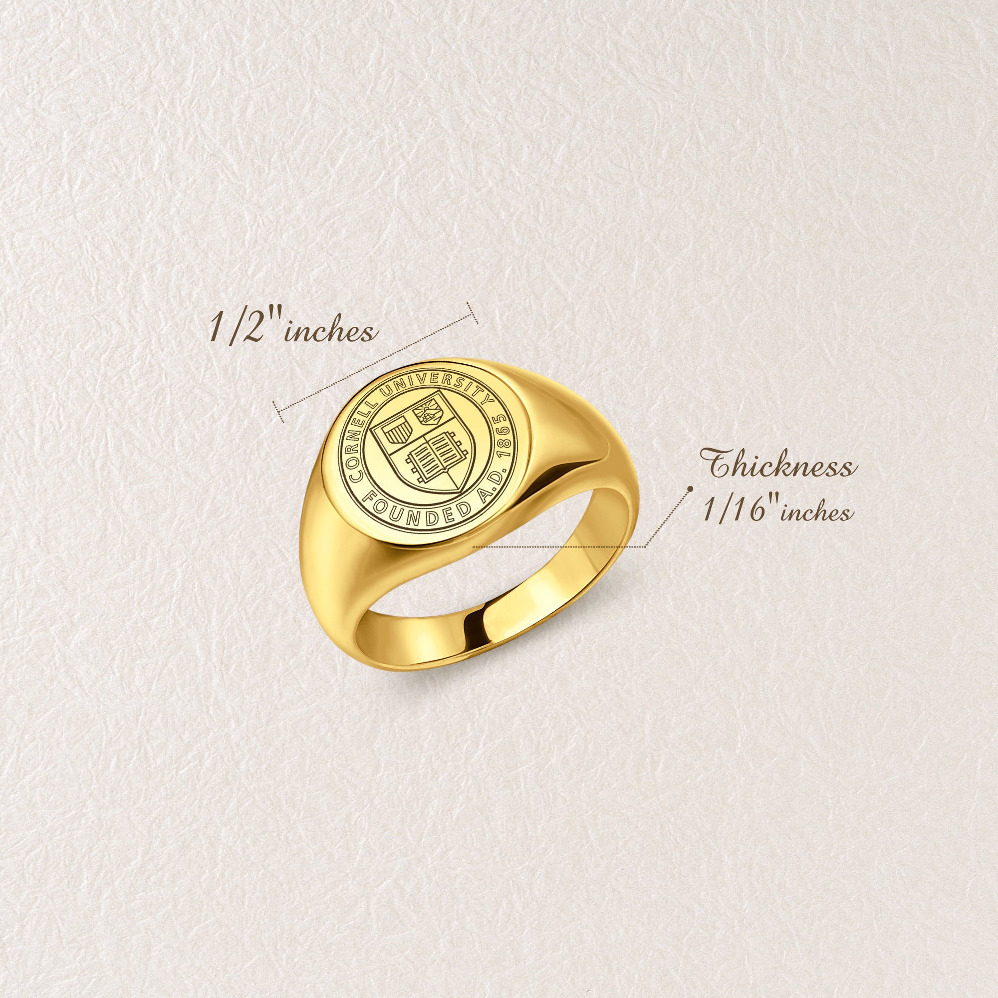 Custom College Emblem Logo Signet Ring
