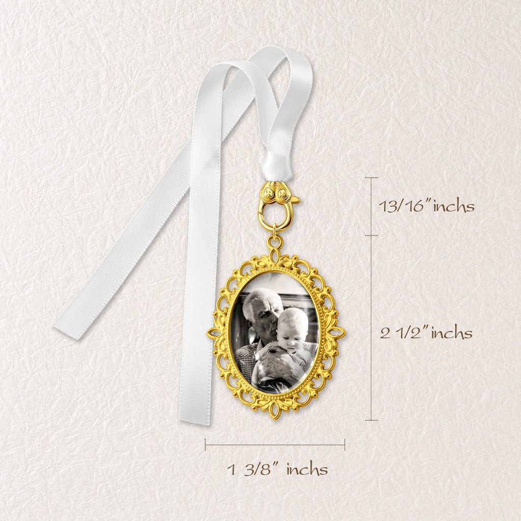 Reversible Wedding Photo Ribbon Brooch