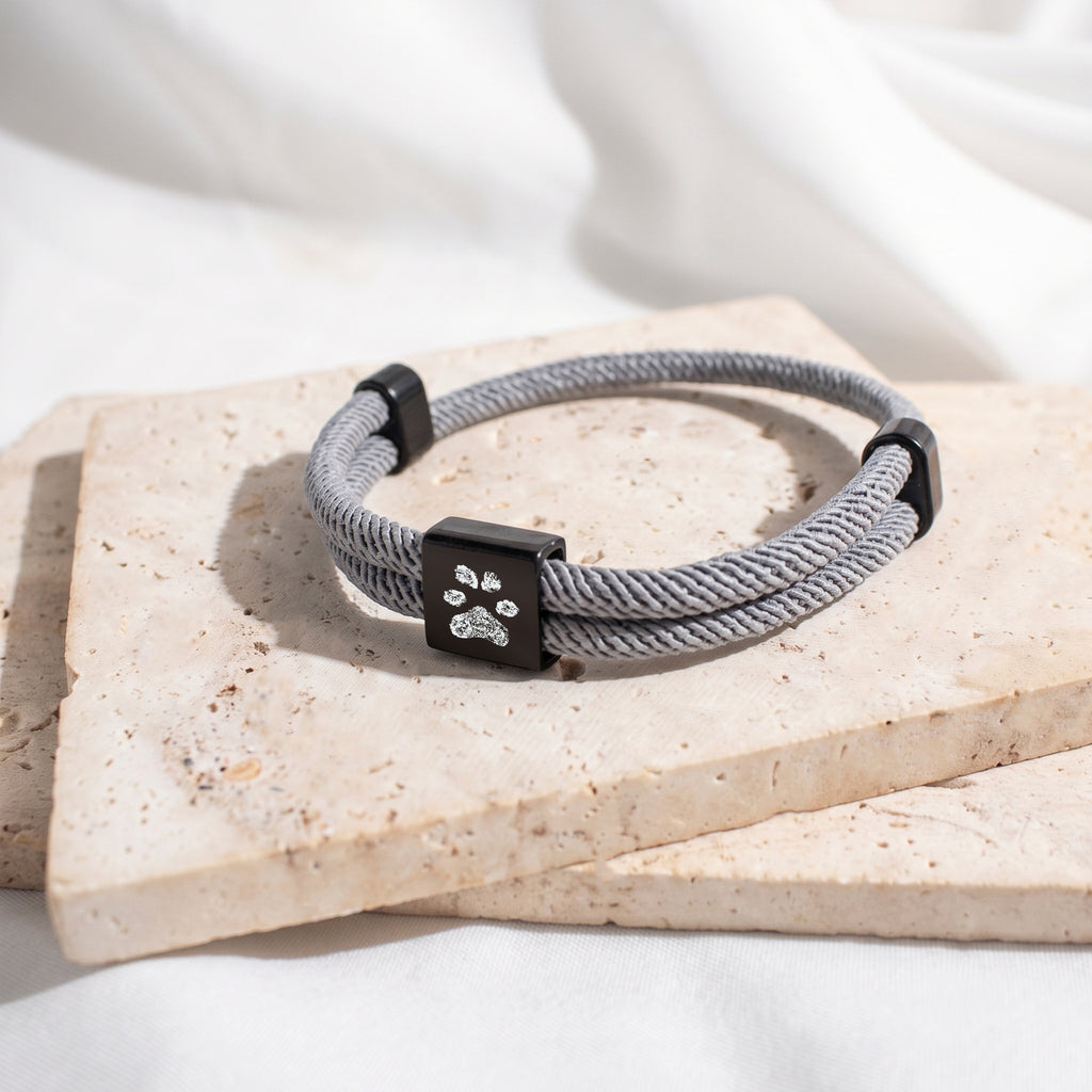 Custom Fingerprint Men's Adjustable Rope Bracelet