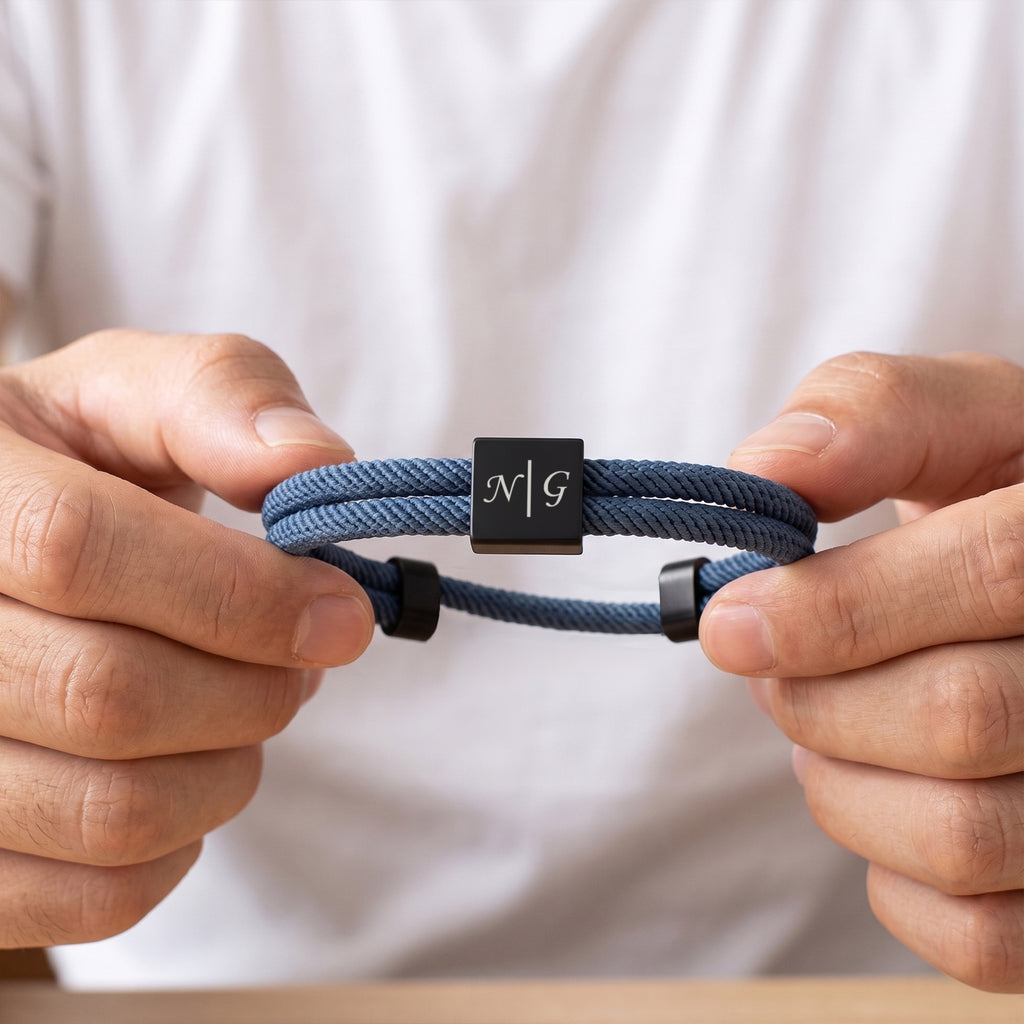Custom Engraved Men's Adjustable Rope Bracelet