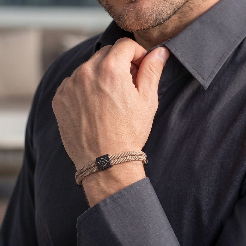 Custom Engraved Men's Adjustable Rope Bracelet