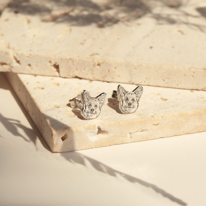 Custom Sterling Silver Pet Portrait Earrings