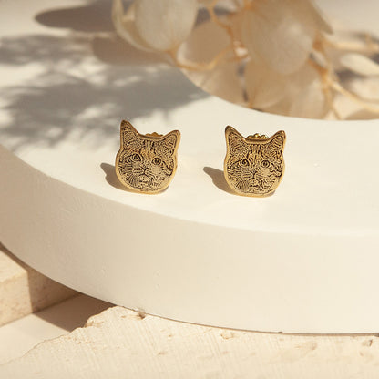 Custom Sterling Silver Pet Portrait Earrings