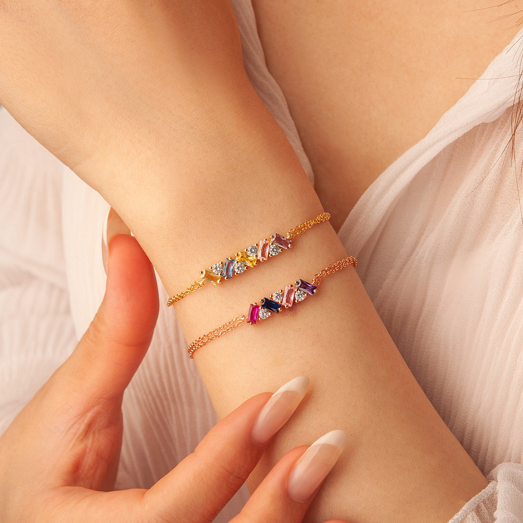 Personalized Birthstone Double Chain Bracelet