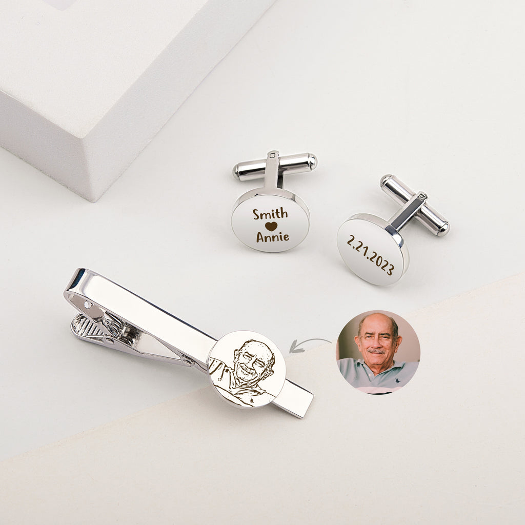 Pet Portrait Cuff Link and Tie Clip