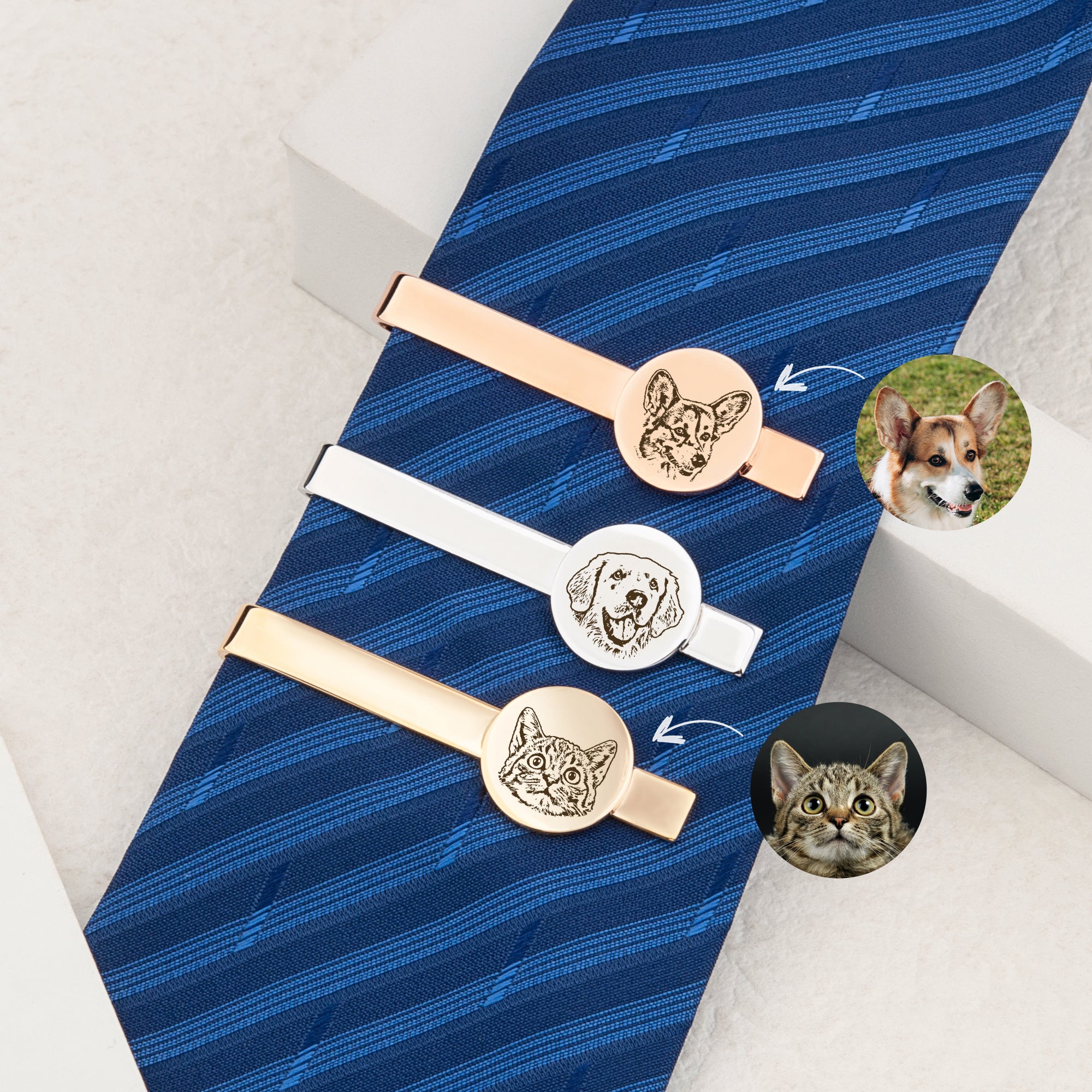 Pet Portrait Cuff Link and Tie Clip