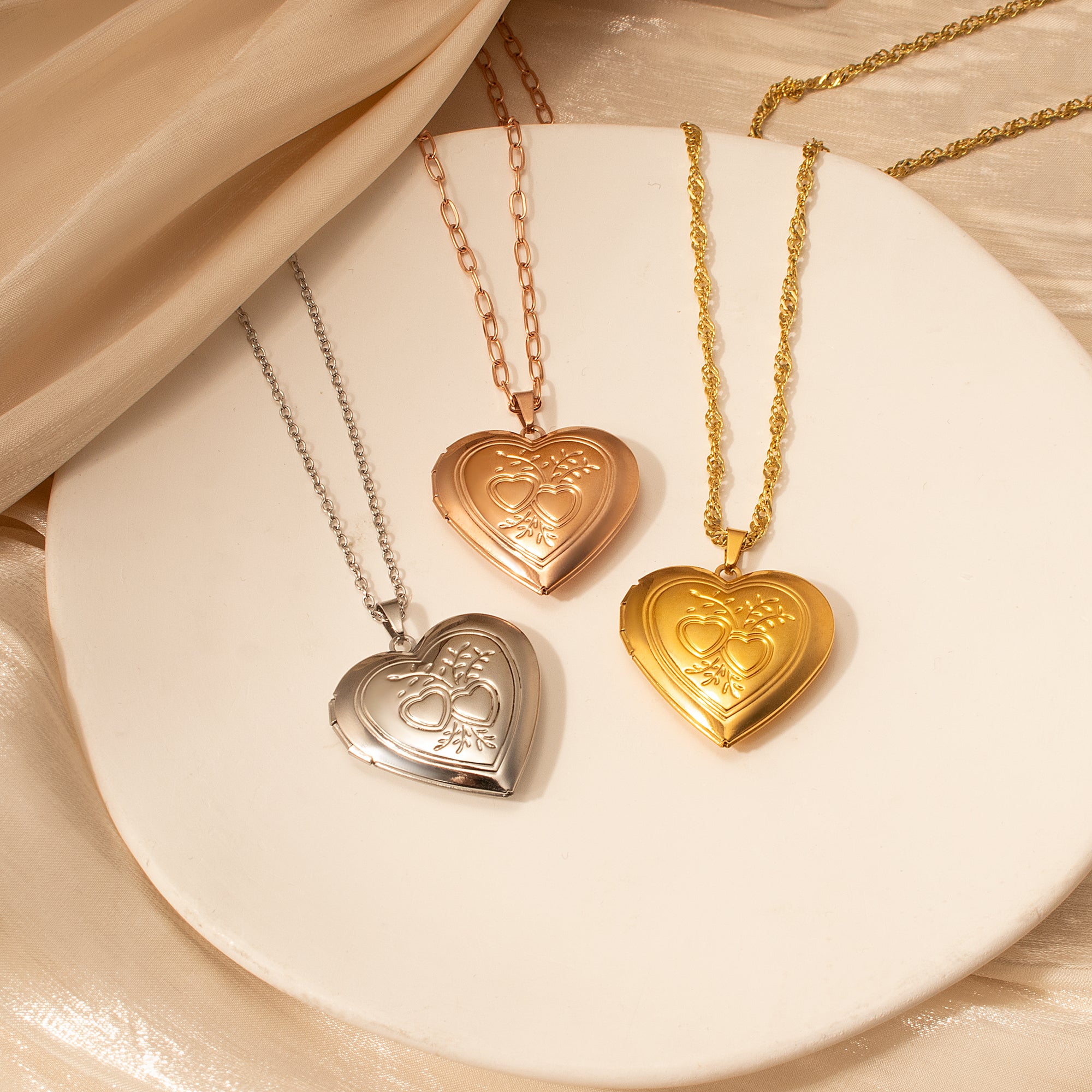 Double Hearts Photo Locket