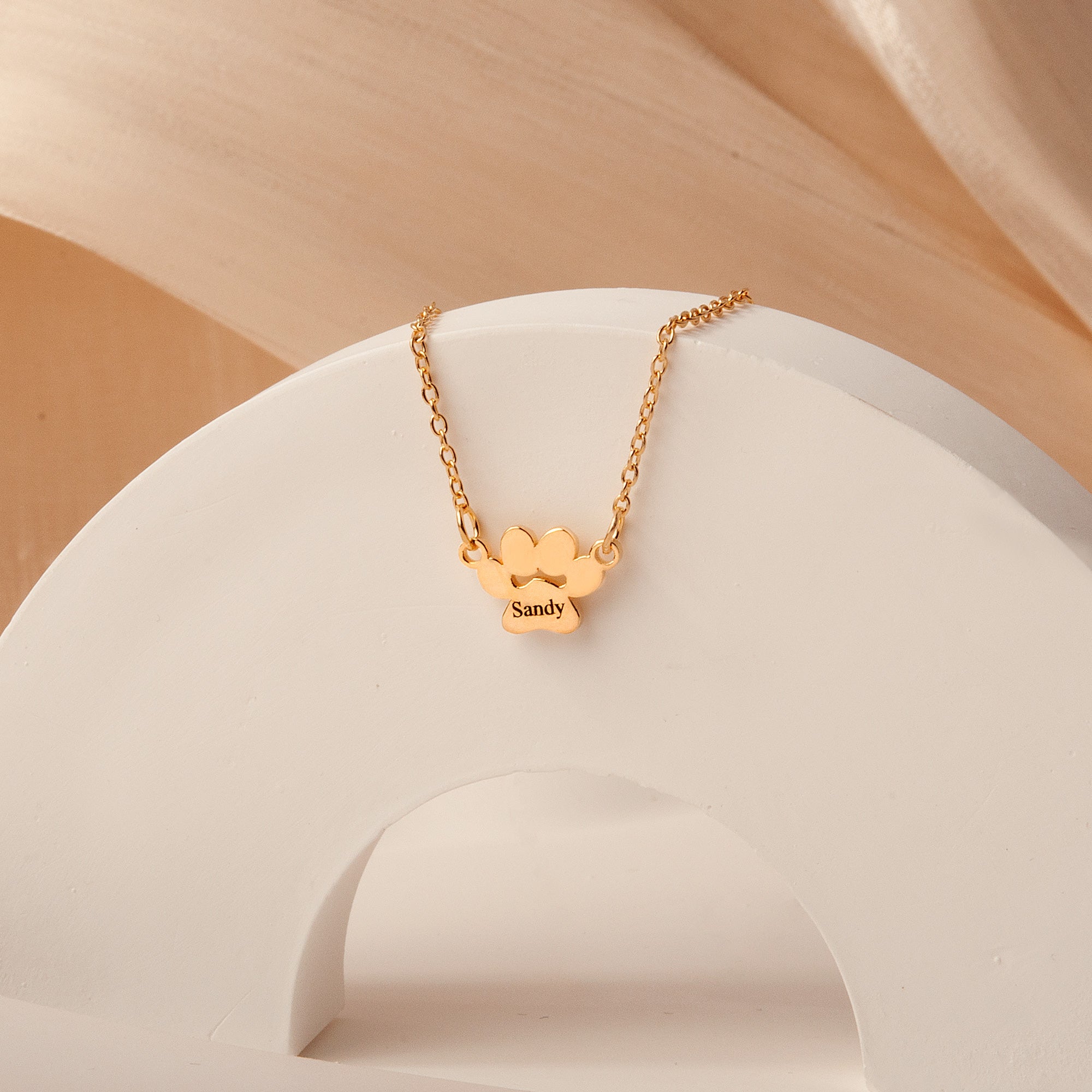 Horizontal Paw Print Name Necklace