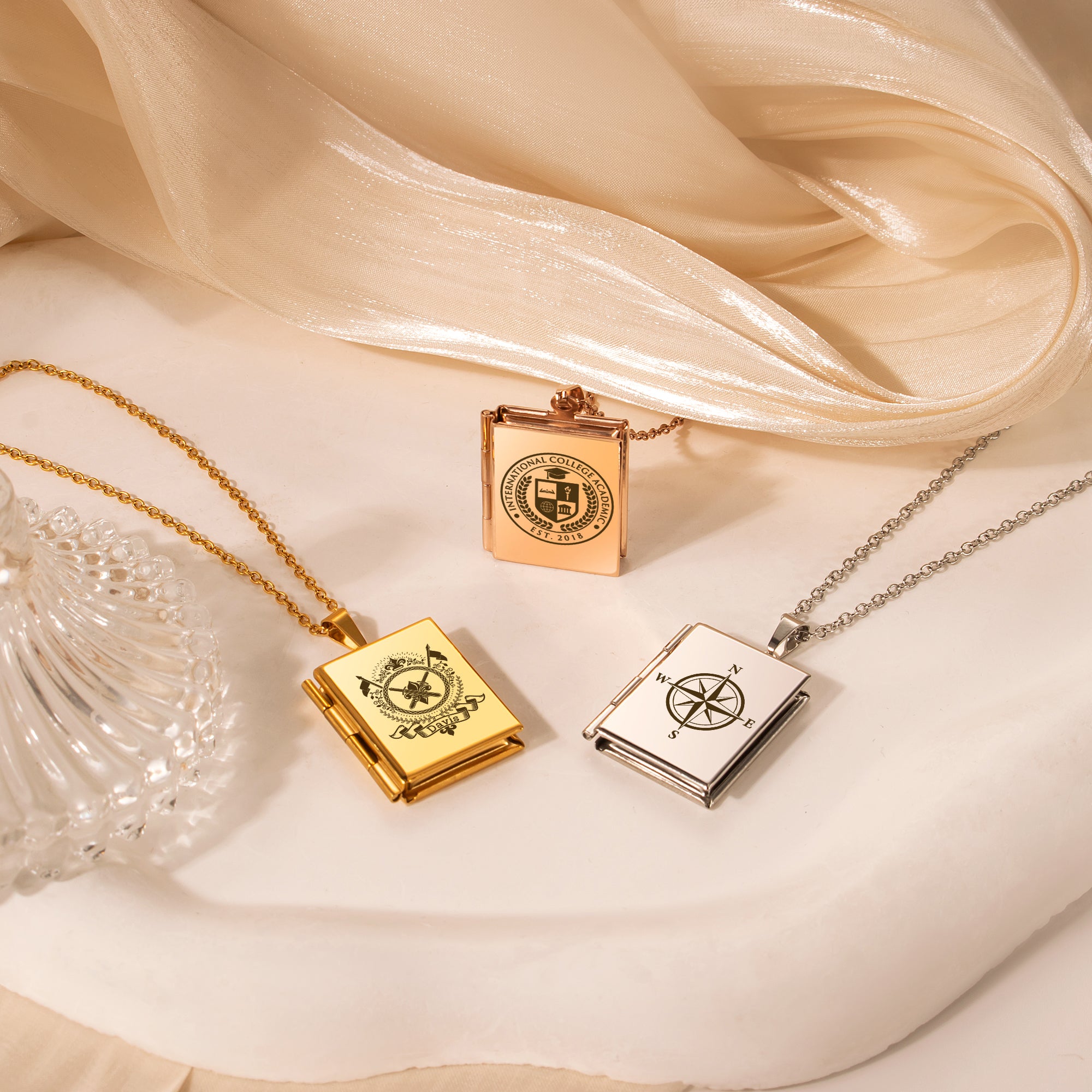 Square Logo Photo Locket Necklace