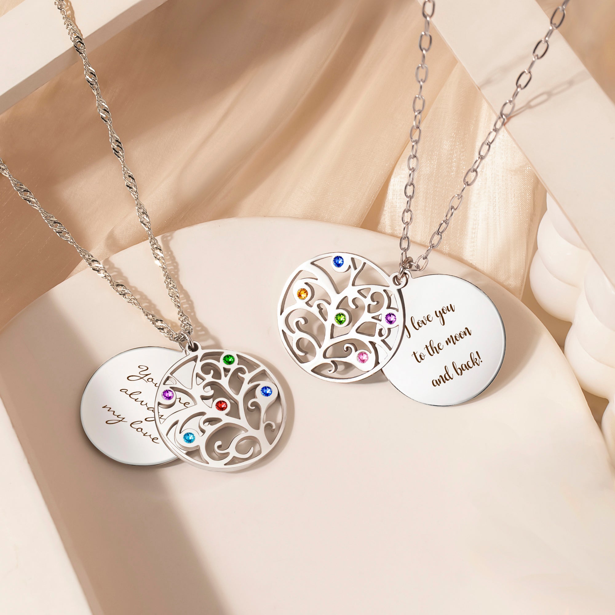 Custom Birthstone Tree of Life Necklace