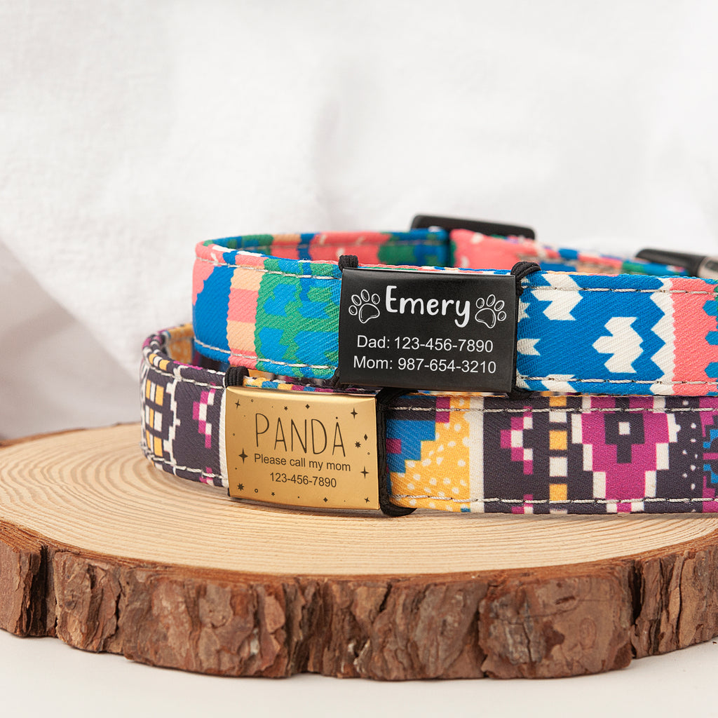 Frame and Pet's Name Fabric Slide On Pet Tag