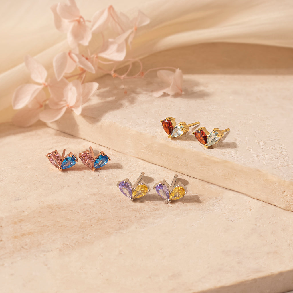 Heart Birthstone Earrings
