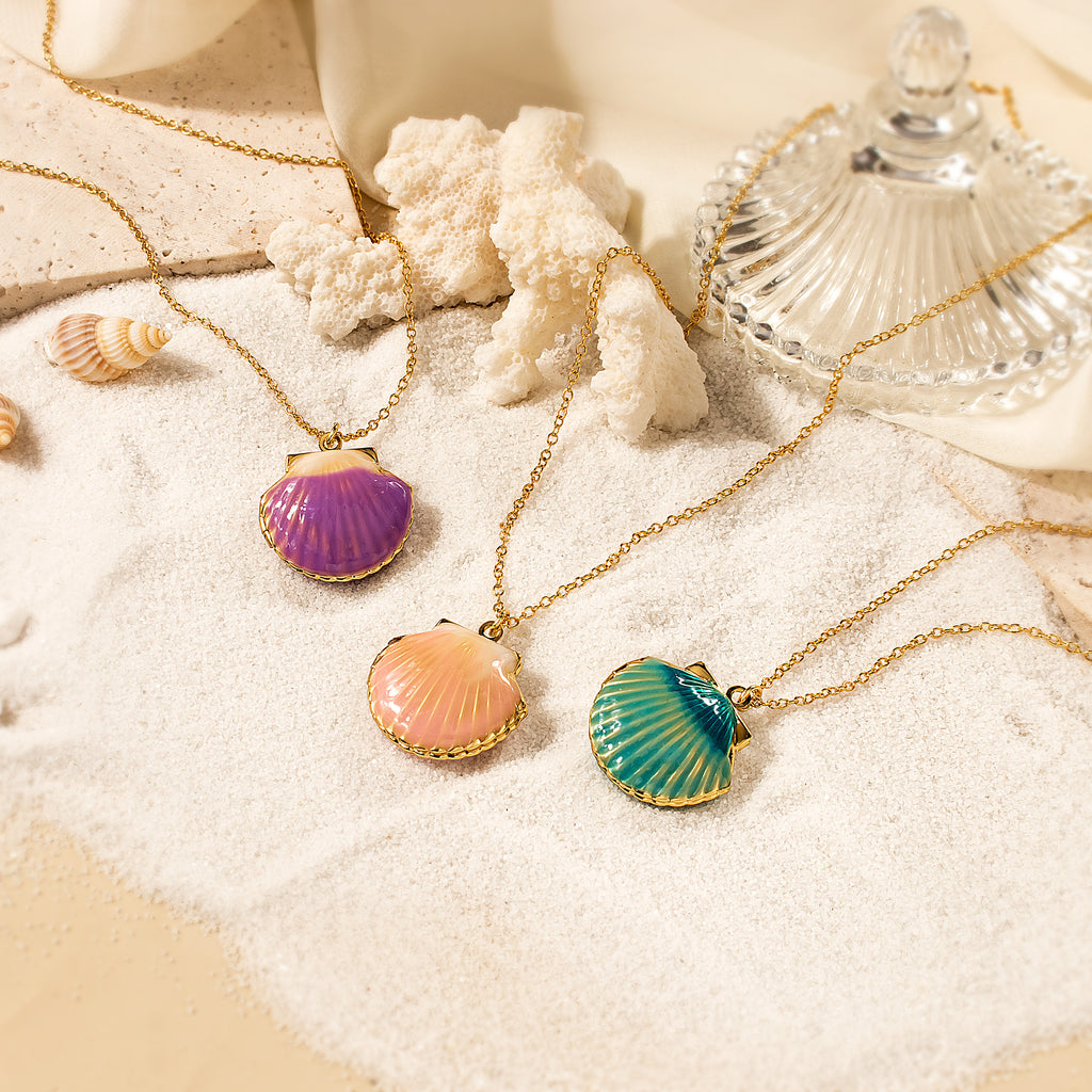 Custom Seashell Pet Photo Locket Necklace