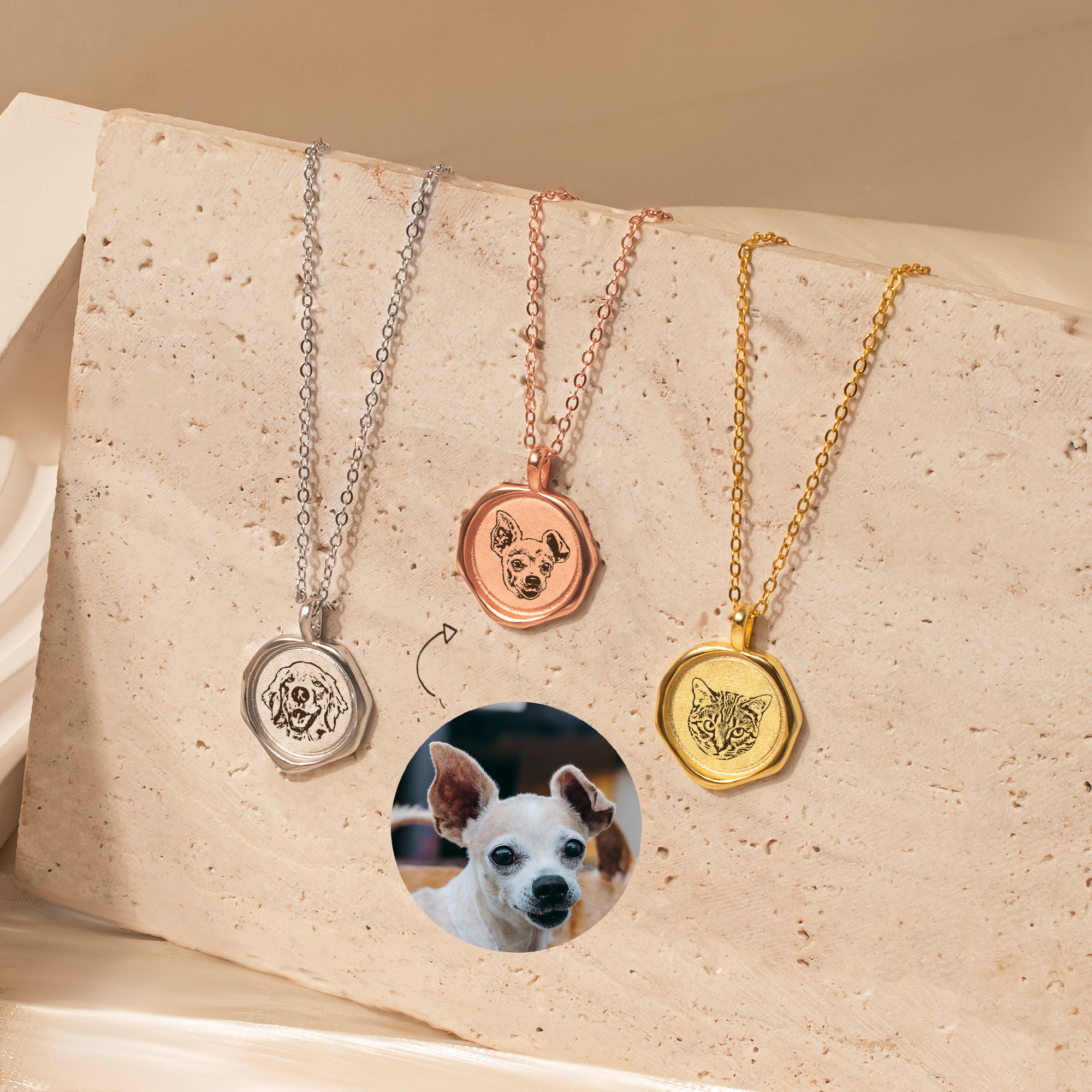 Pet Portrait Stamped Necklace