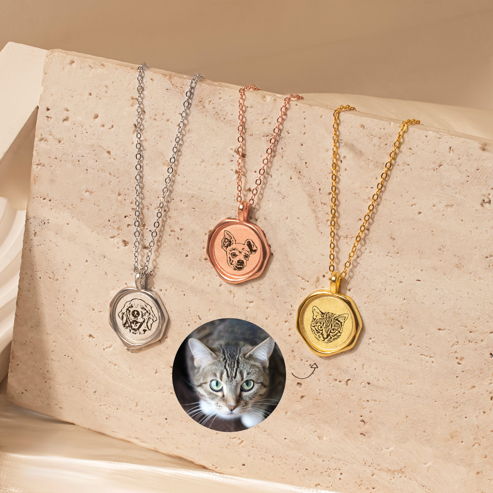 Pet Portrait Stamped Necklace