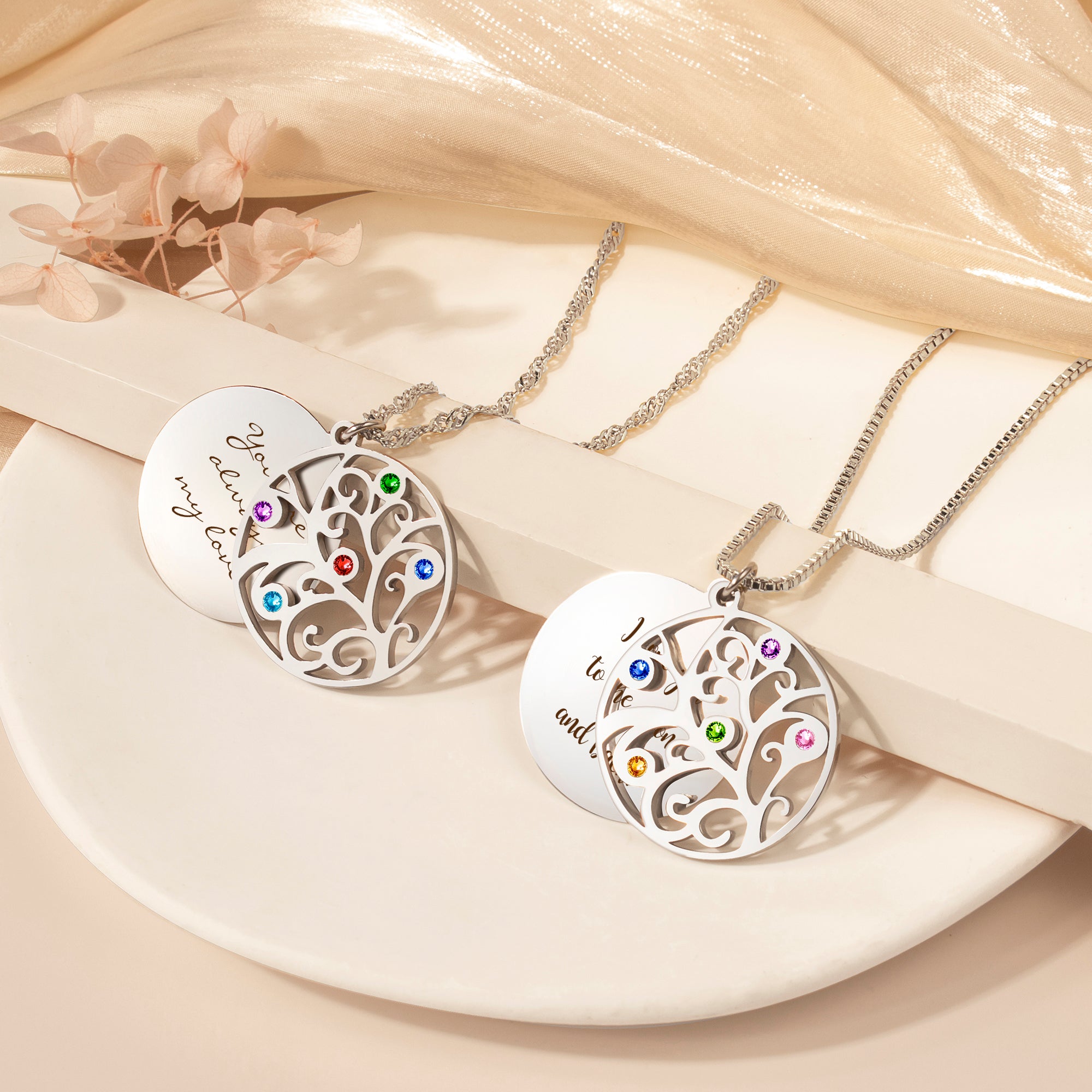 Custom Birthstone Tree of Life Necklace