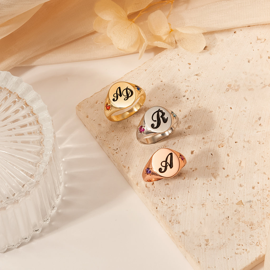 Custom Initial Ring Personalized Initial Ring — Custom Monogram Jewelry by Anavia – Anavia ...