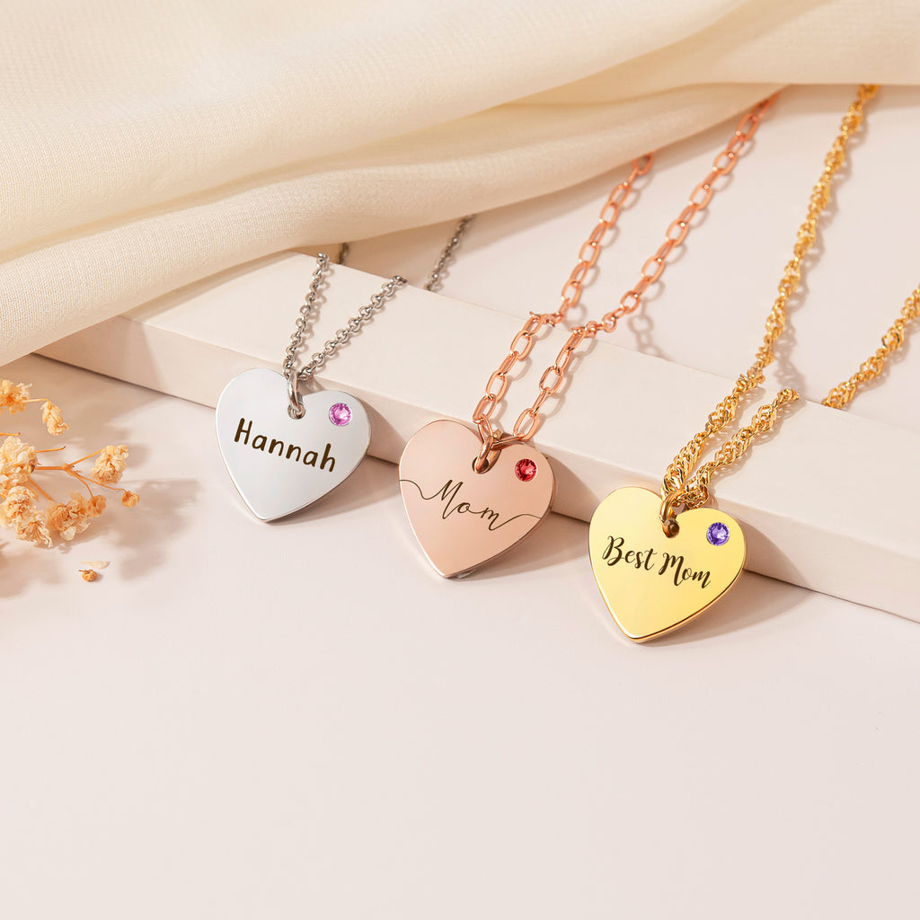 Personalized Birthstone Heart Necklace