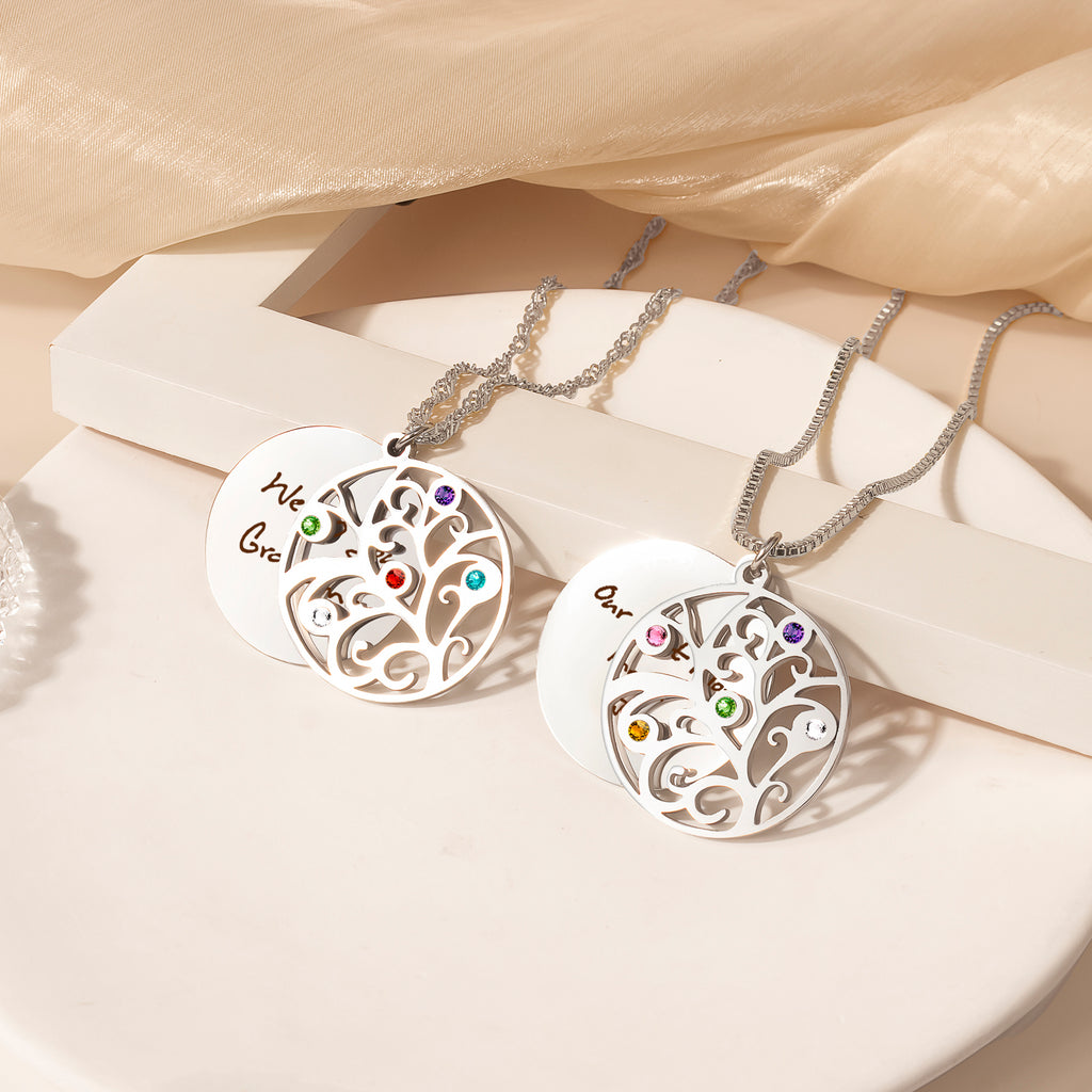 Handwriting Birthstone Tree of Life Necklace