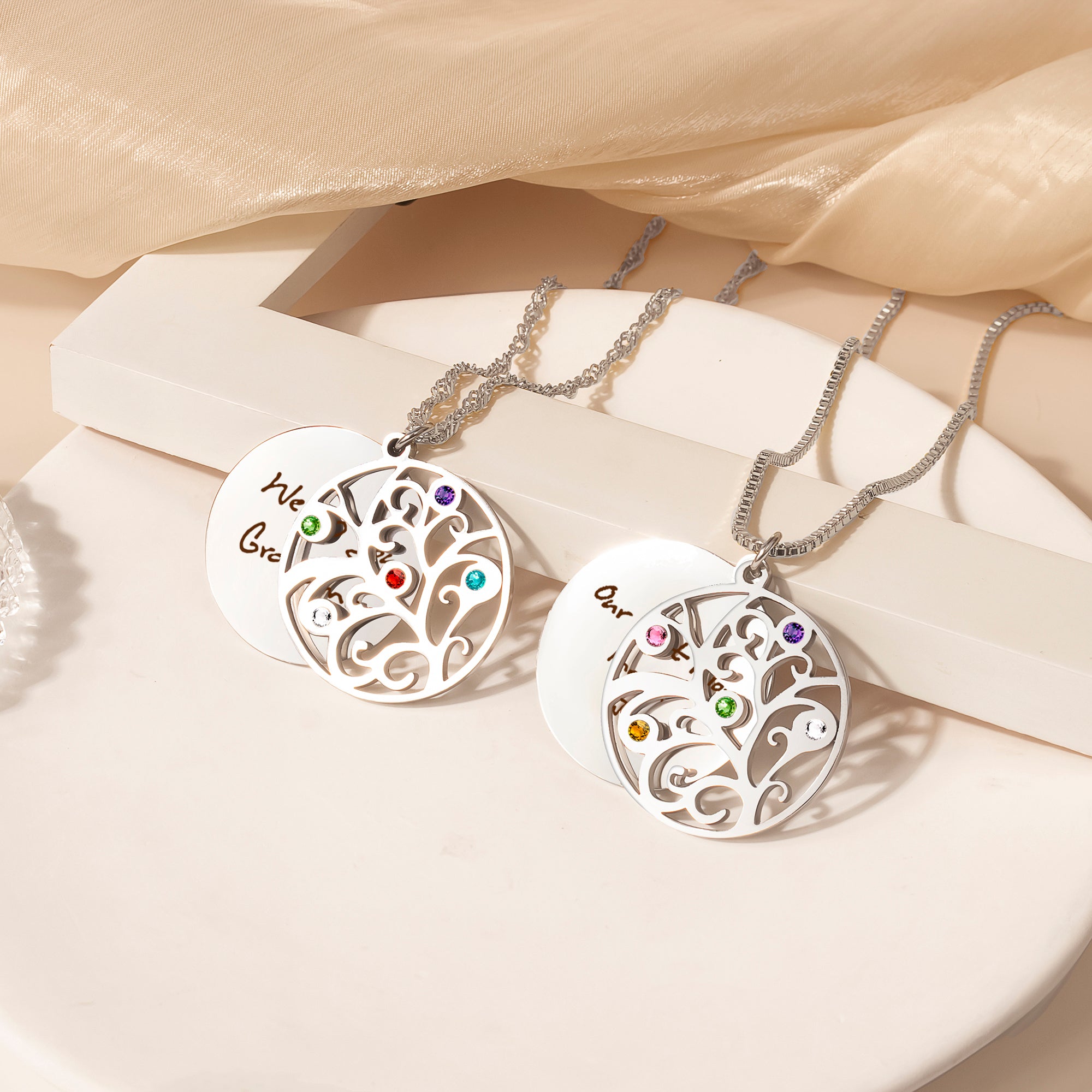 Handwriting Birthstone Tree of Life Necklace