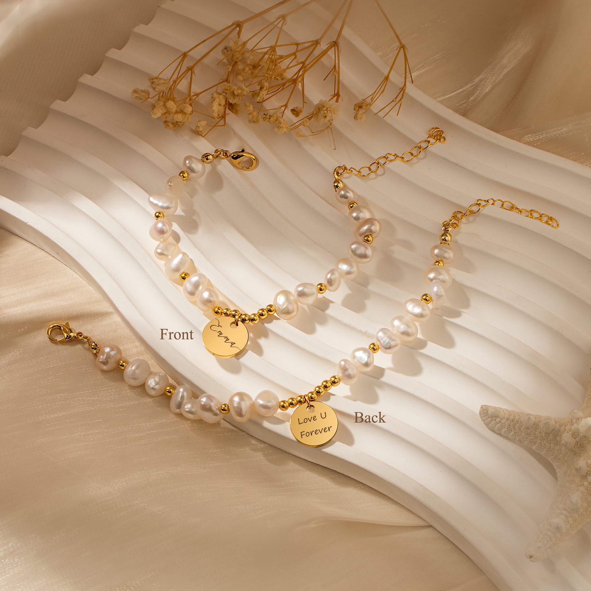 Personalized Round Pearl Bracelet