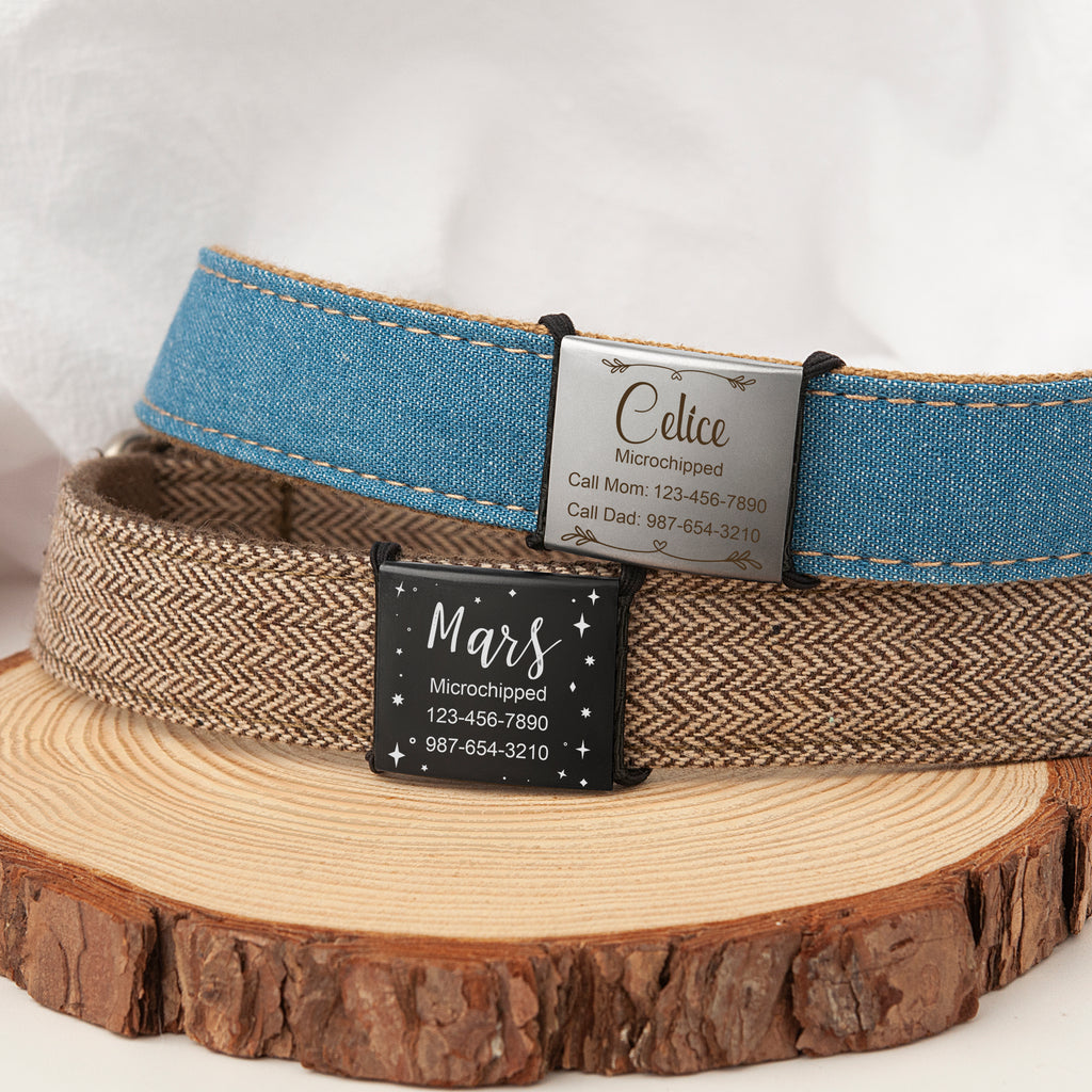 Frame and Pet's Name Fabric Slide On Pet Tag