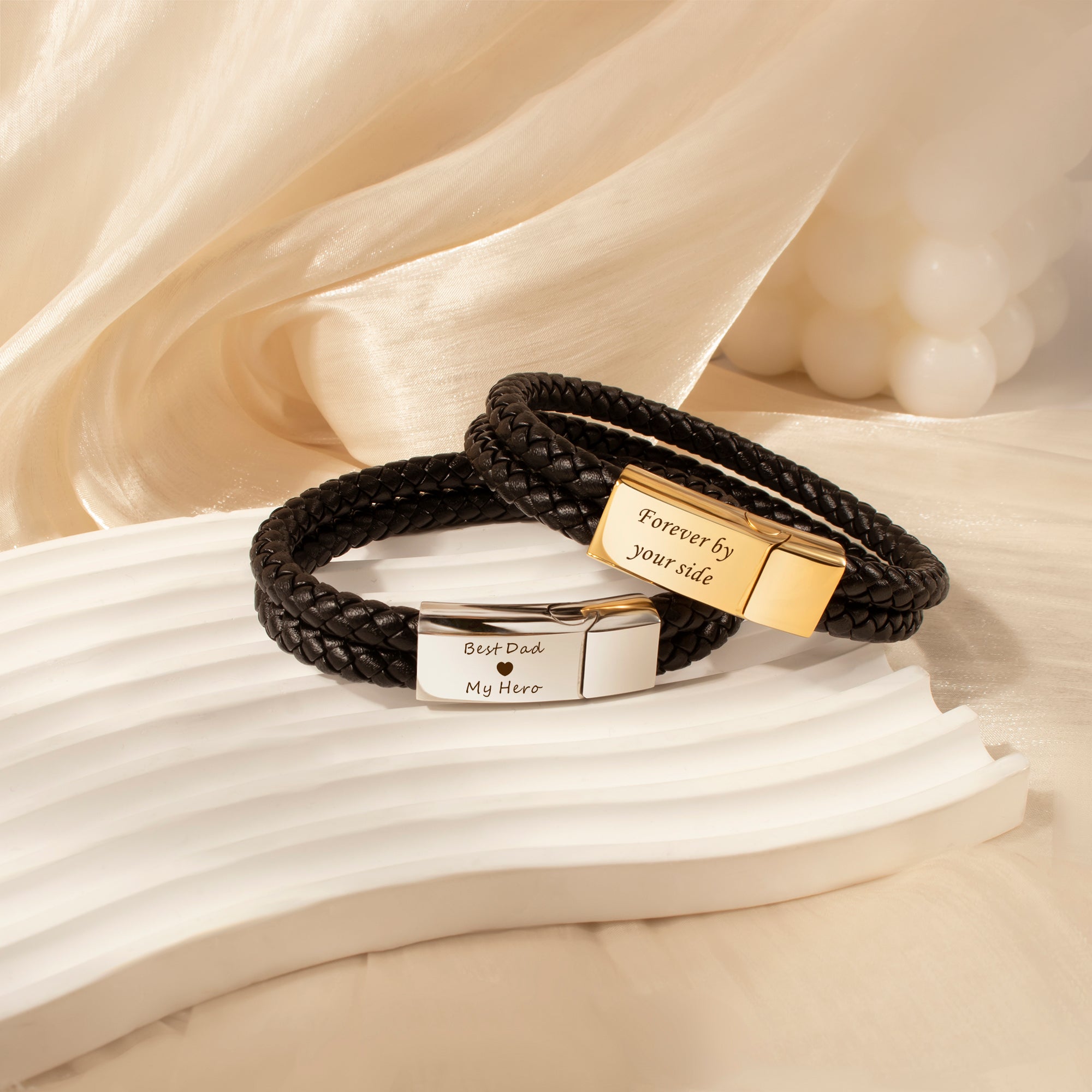 Custom Engraving Double Strap Leather Bracelet