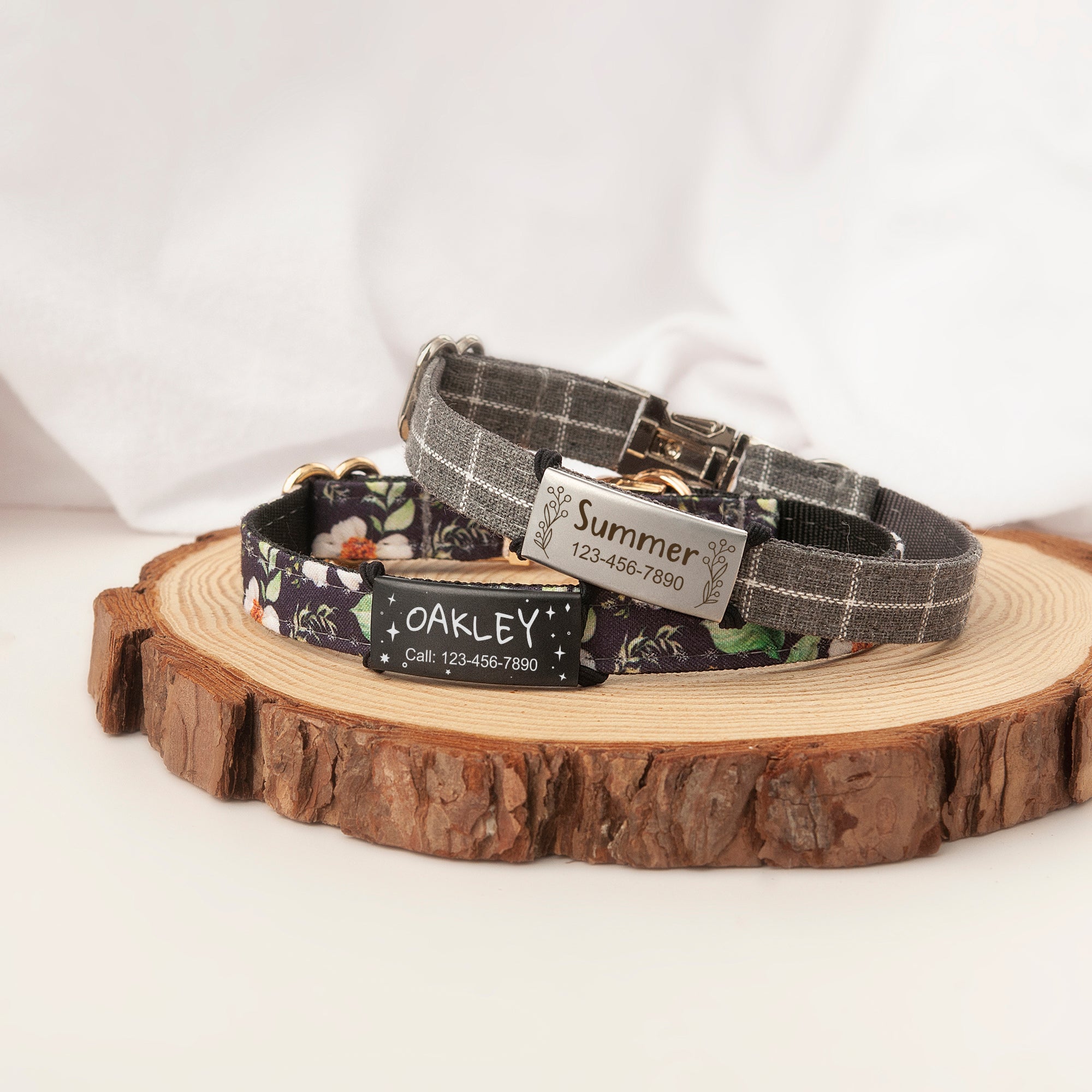 Frame and Pet's Name Fabric Slide On Pet Tag