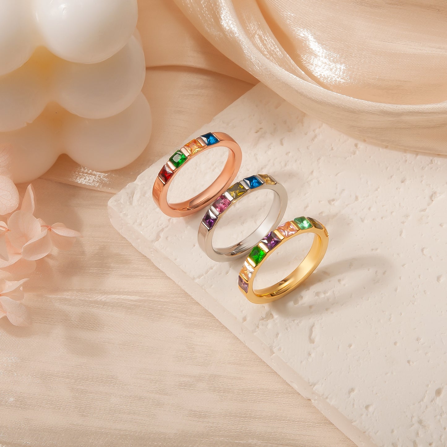 Personalized Wide Band Baguette Birthstone Ring