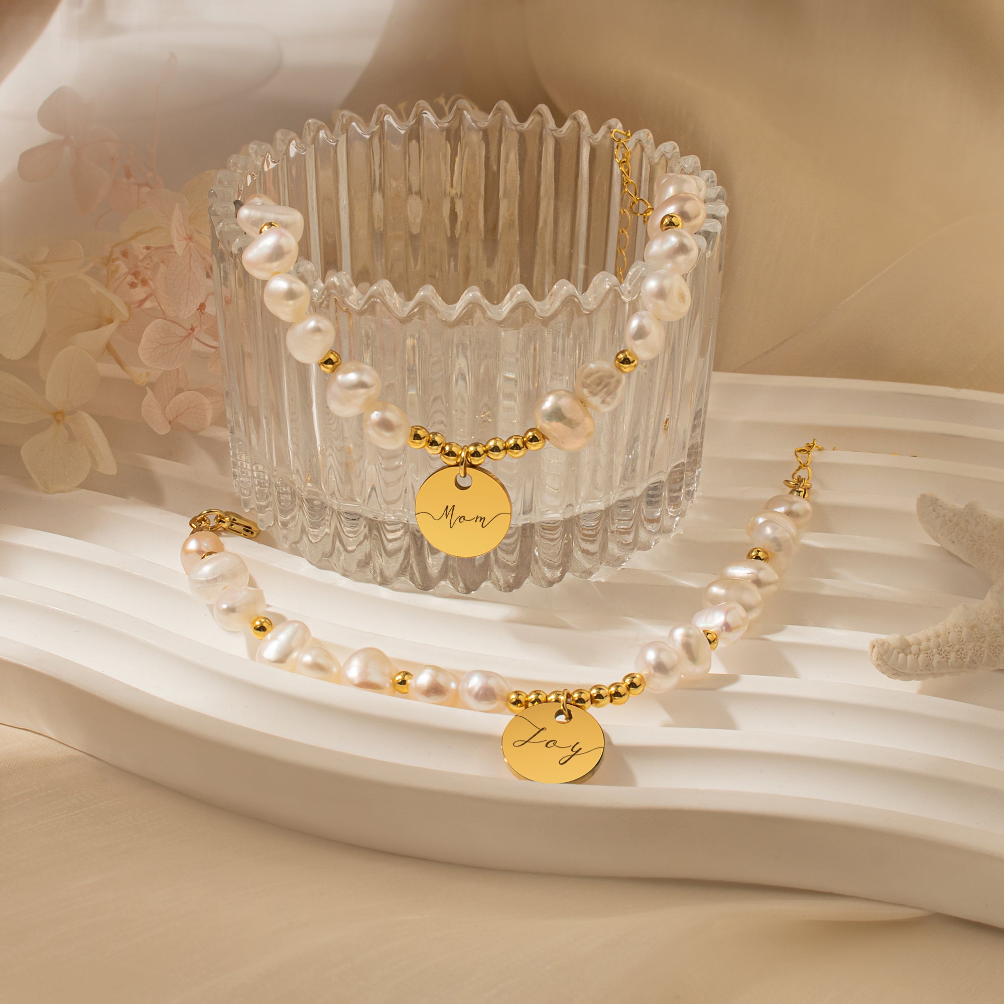 Personalized Round Pearl Bracelet