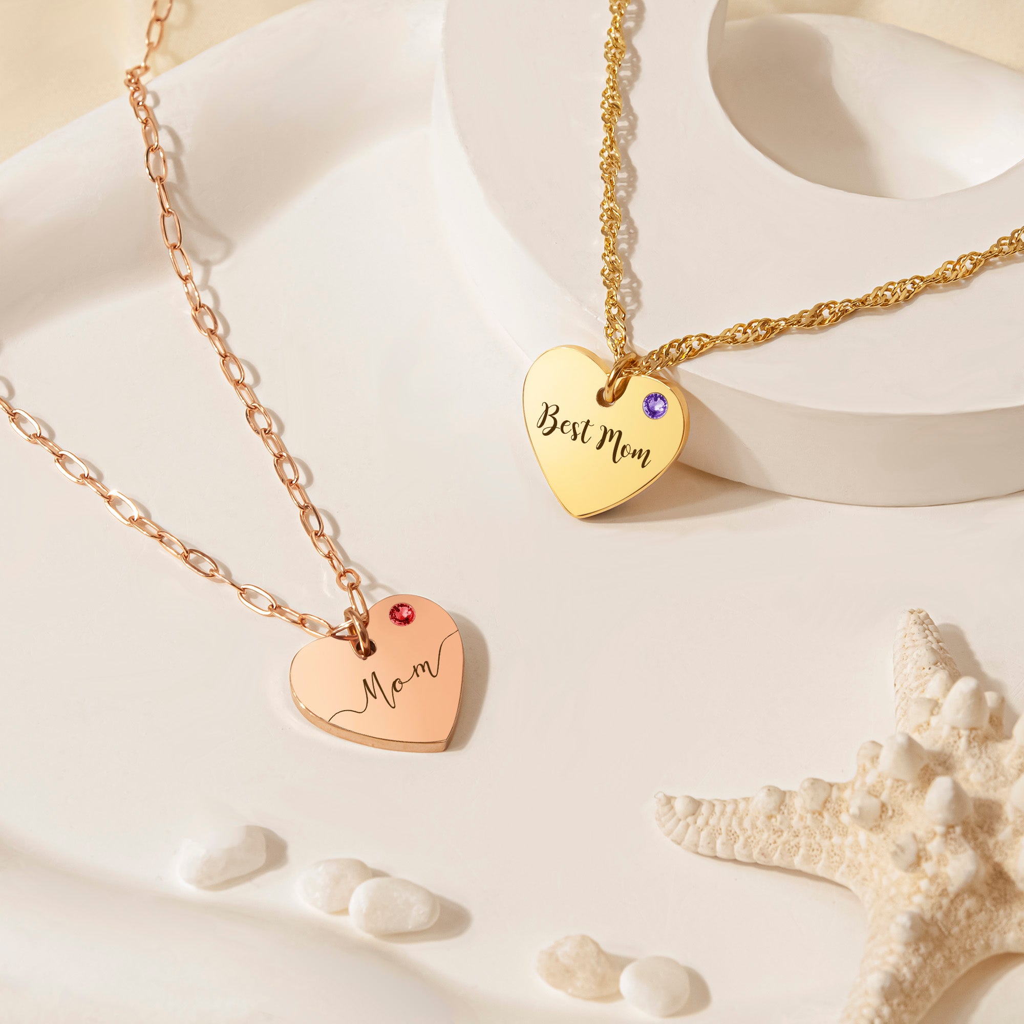 Personalized Birthstone Heart Necklace