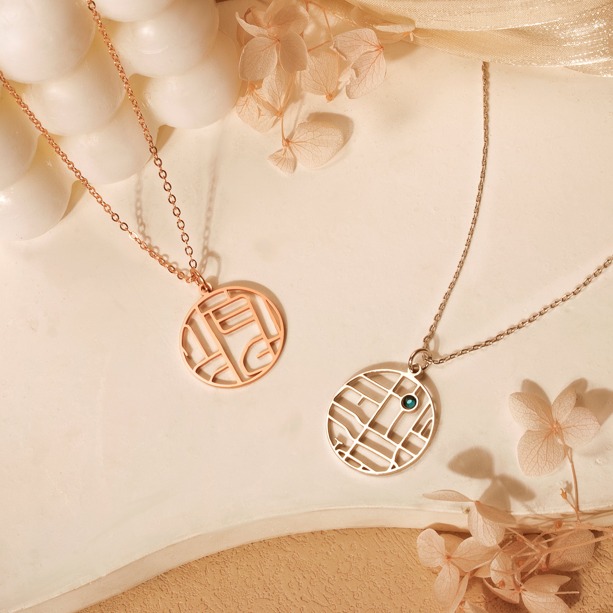 Circle Location Map Necklace