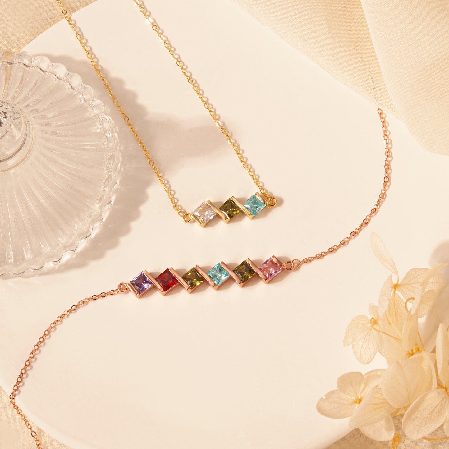 Square Birthstone Necklace