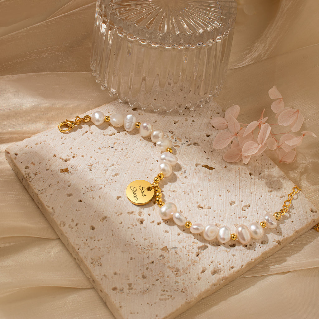 Personalized Round Pearl Bracelet